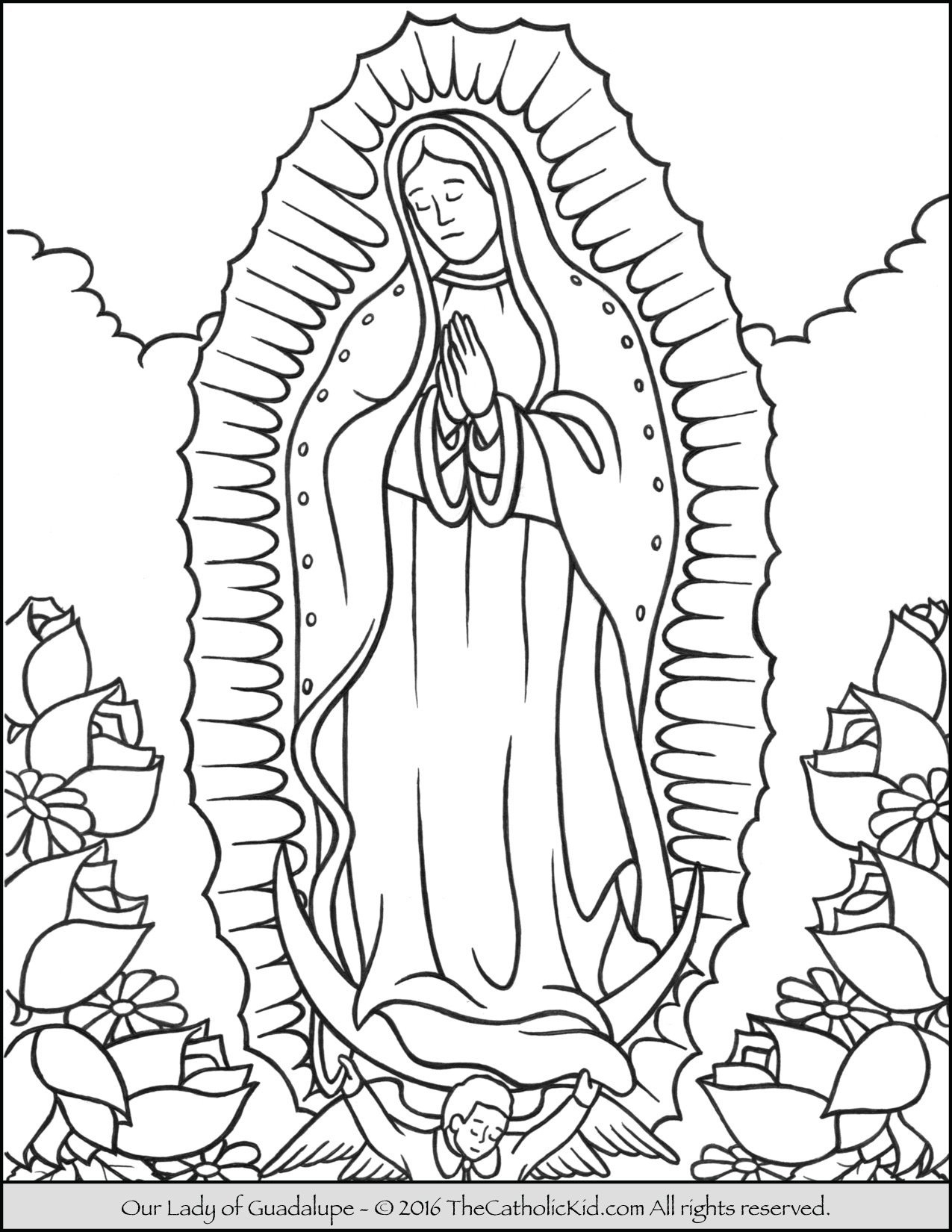 Our Lady Of Guadalupe Coloring Page TheCatholicKid