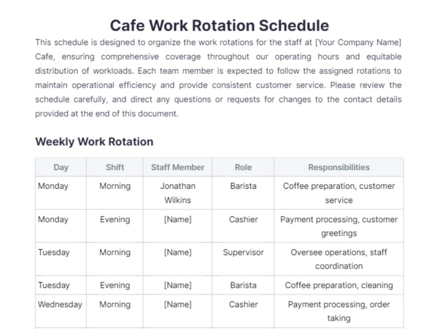 Page 2 Free Work Schedule Templates Editable And Printable