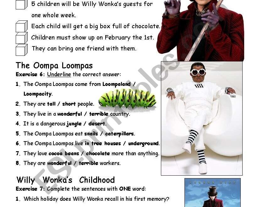 PART 3 4 Charlie The Chocolate Factory Movie Worksheet ESL Worksheet By Agacica