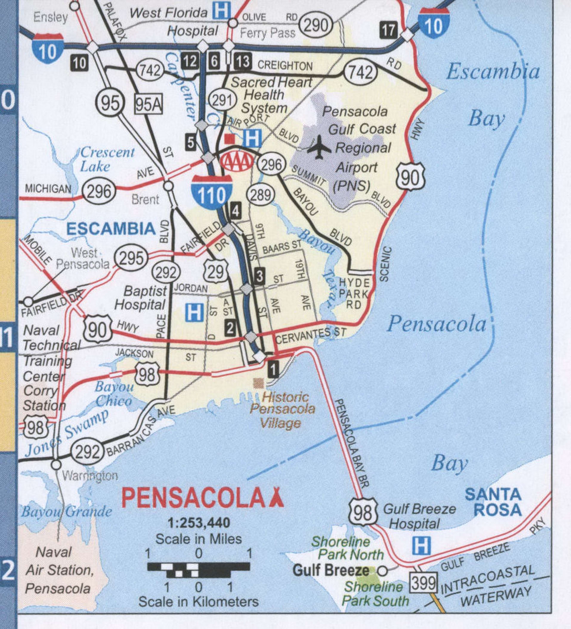 Printable Map Of Pensacola Florida