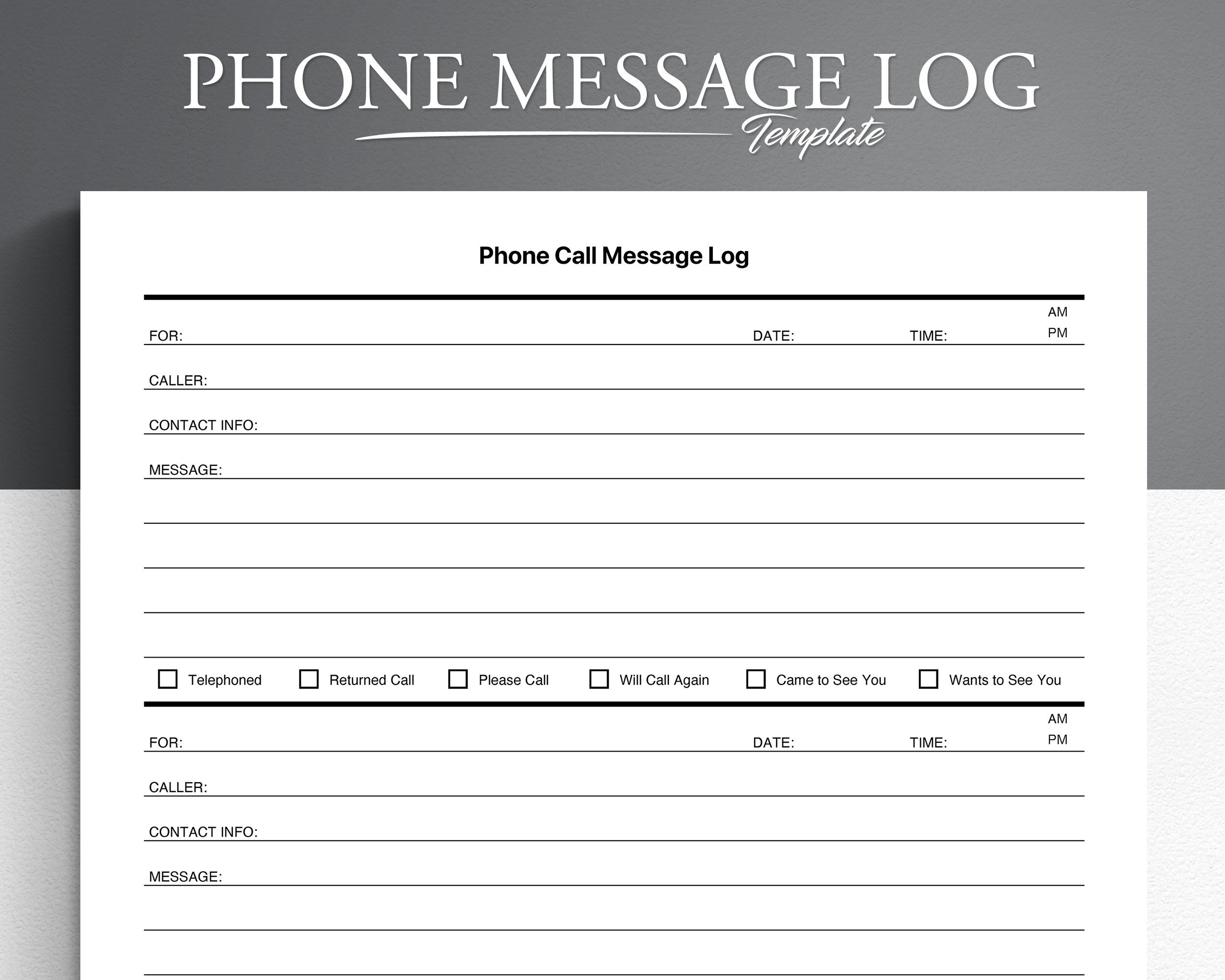 Free Printable Phone Message Template