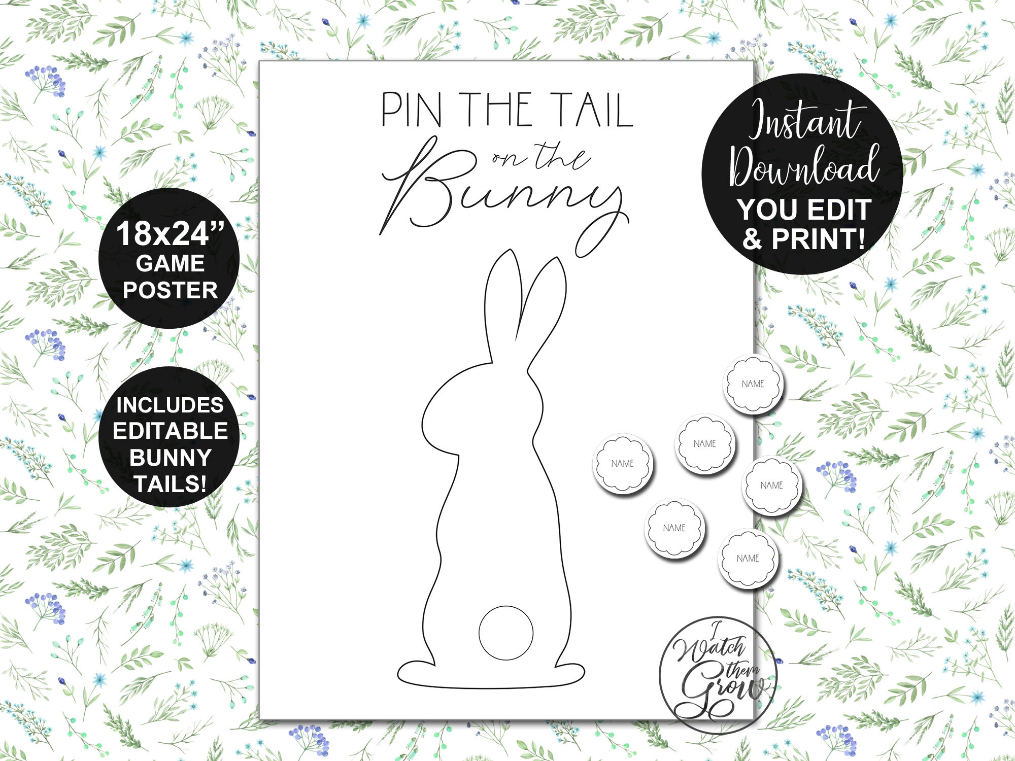 Pin The Tail On The Bunny Game Printable Bunny Party Game Easter Bunny Party Poster Bunny Birthday Game 18x24 Pdf INSTANT DOWNLOAD Etsy