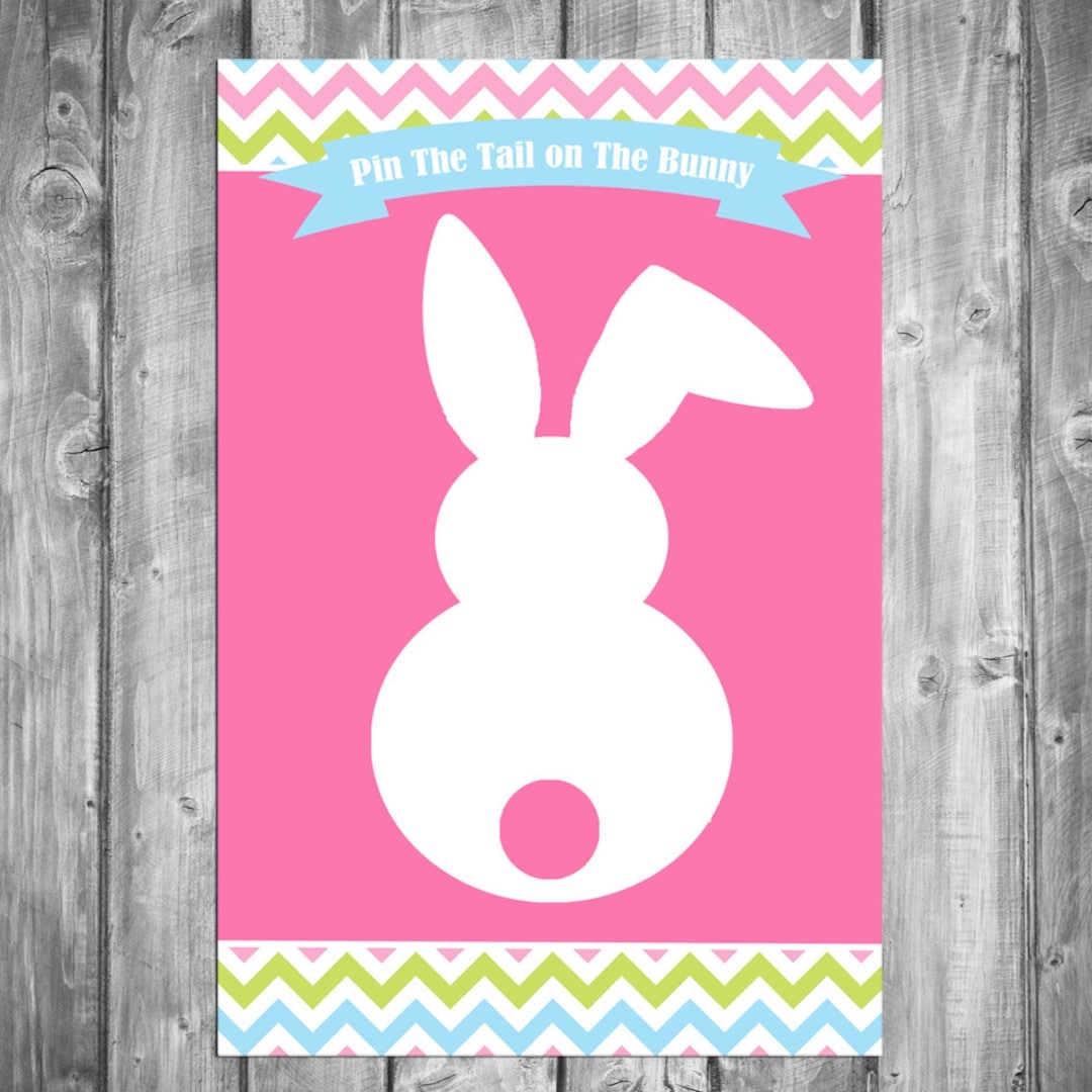 Pin The Tail On The Bunny Game Printable Instant Download Easter Chevron Collection Etsy