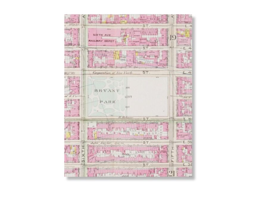 Pink Bryant Park Map Digital Print New York City Print NYC Print Digital Download Pink Print US Letter Size Etsy