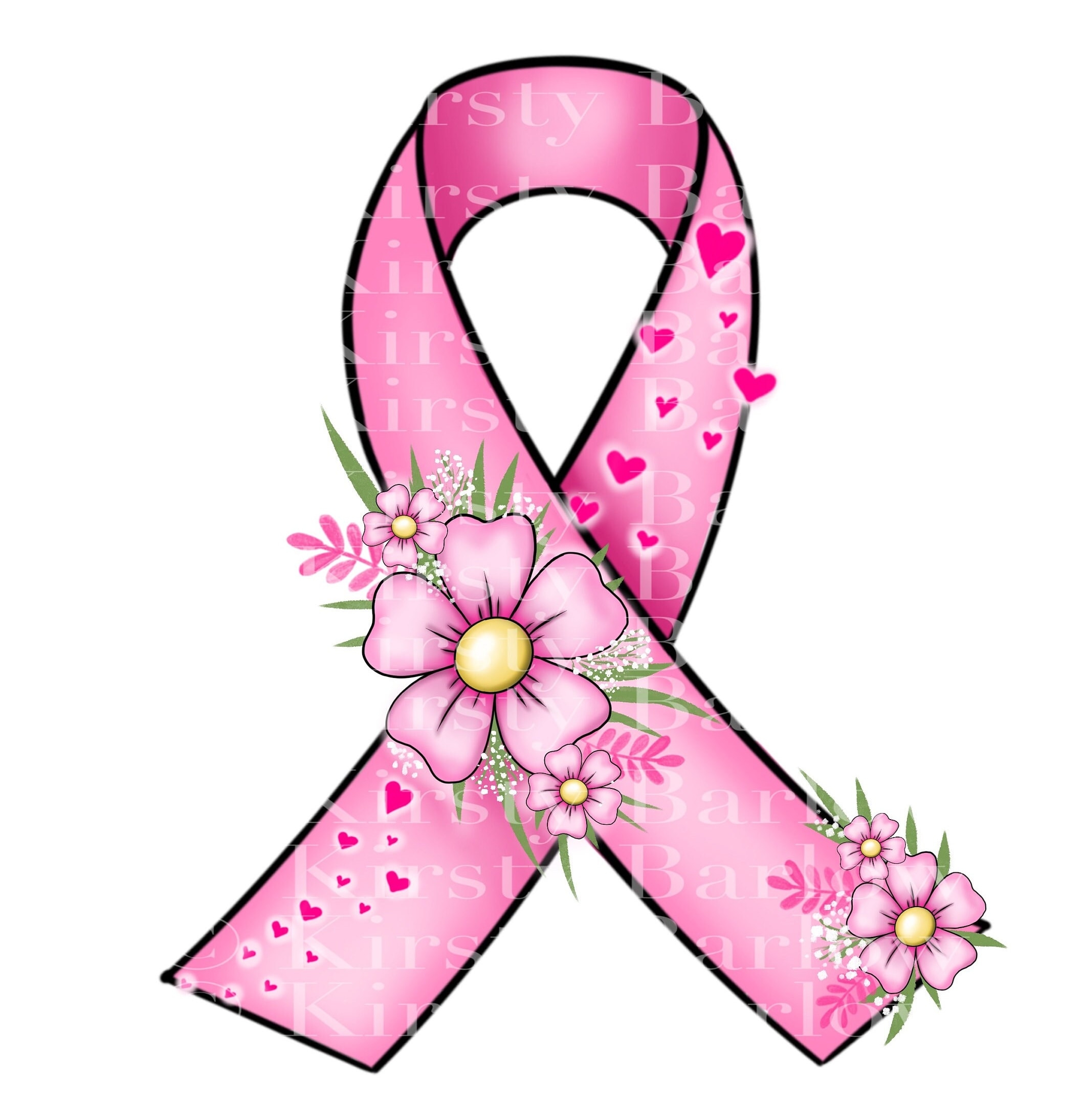 Pink Ribbon Breast Cancer Awareness Clipart Sublimation Design PNG Instant Download Etsy