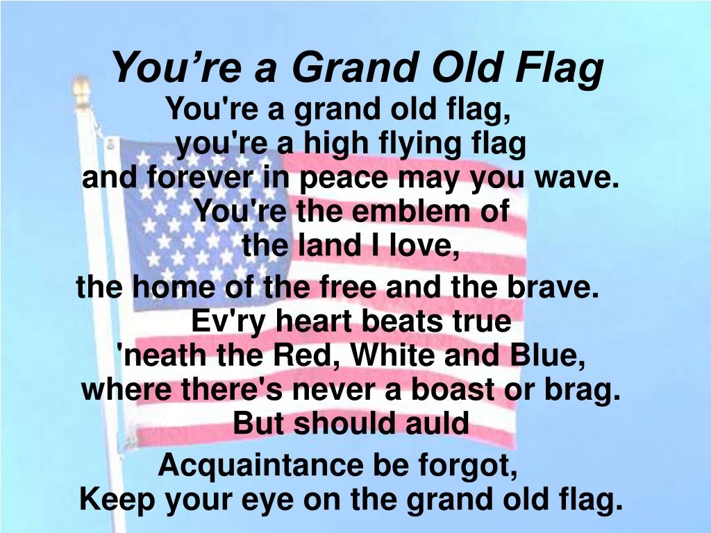 YouRe A Grand Old Flag Lyrics Printable