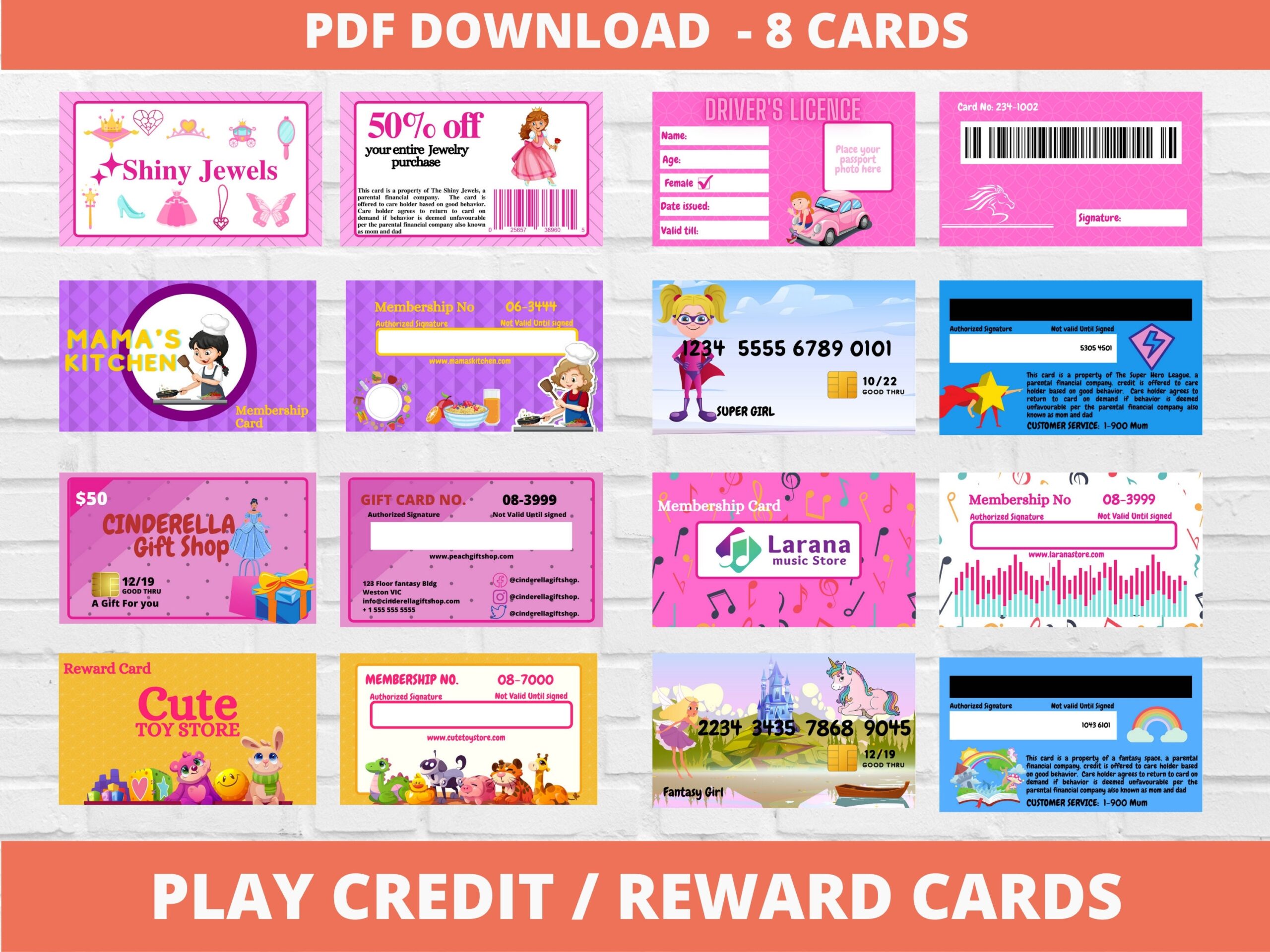 Pretend Play Cards For Kids Fake Credit Cards For Kids Printable Play Money Shopping Pretend Play Kindergarten Printable Gift Cards Etsy