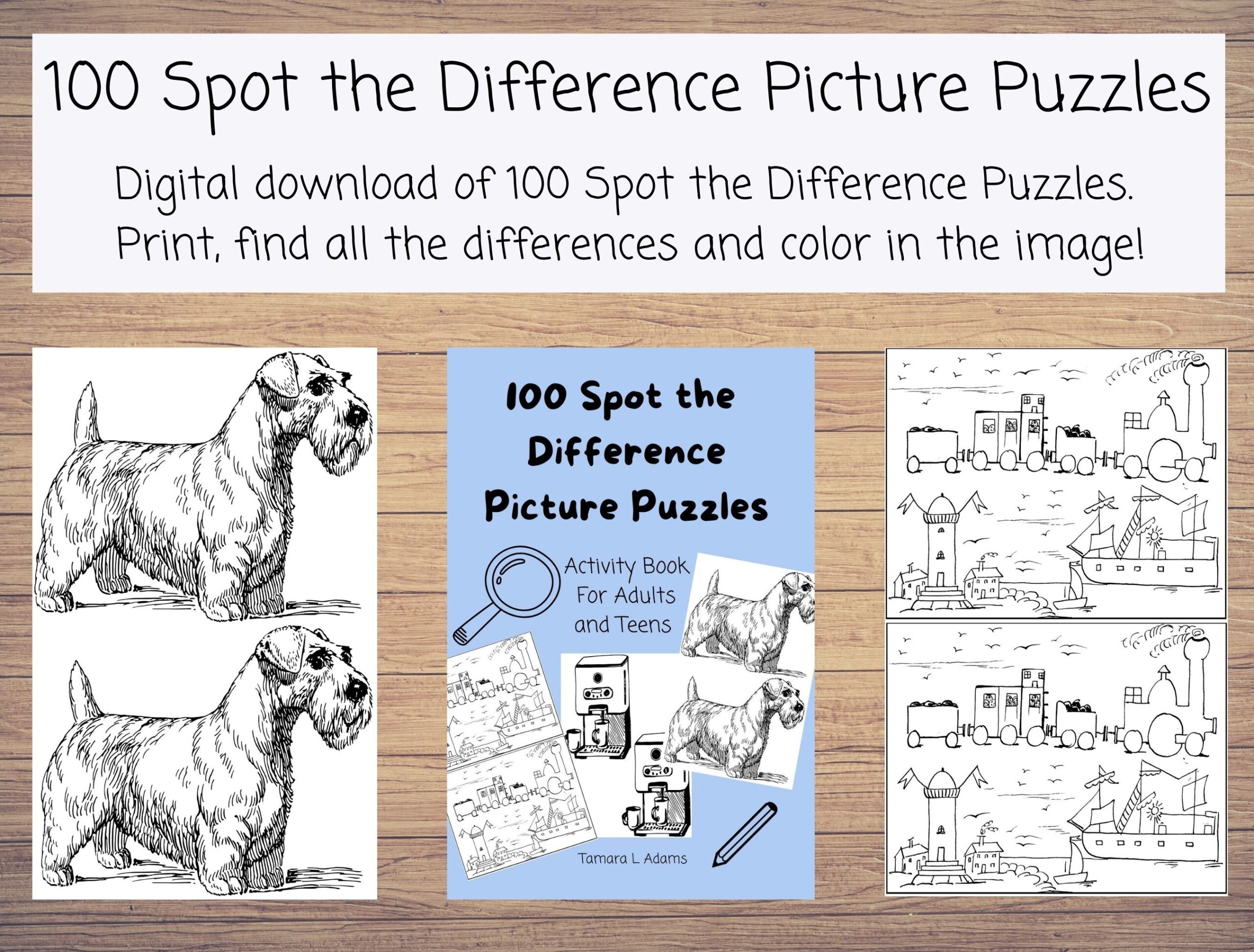 Printable 100 Spot The Difference Picture Puzzles Activity PDF Bundle For Adults And Teens Variety Of Images That Range From Easy To Hard Etsy