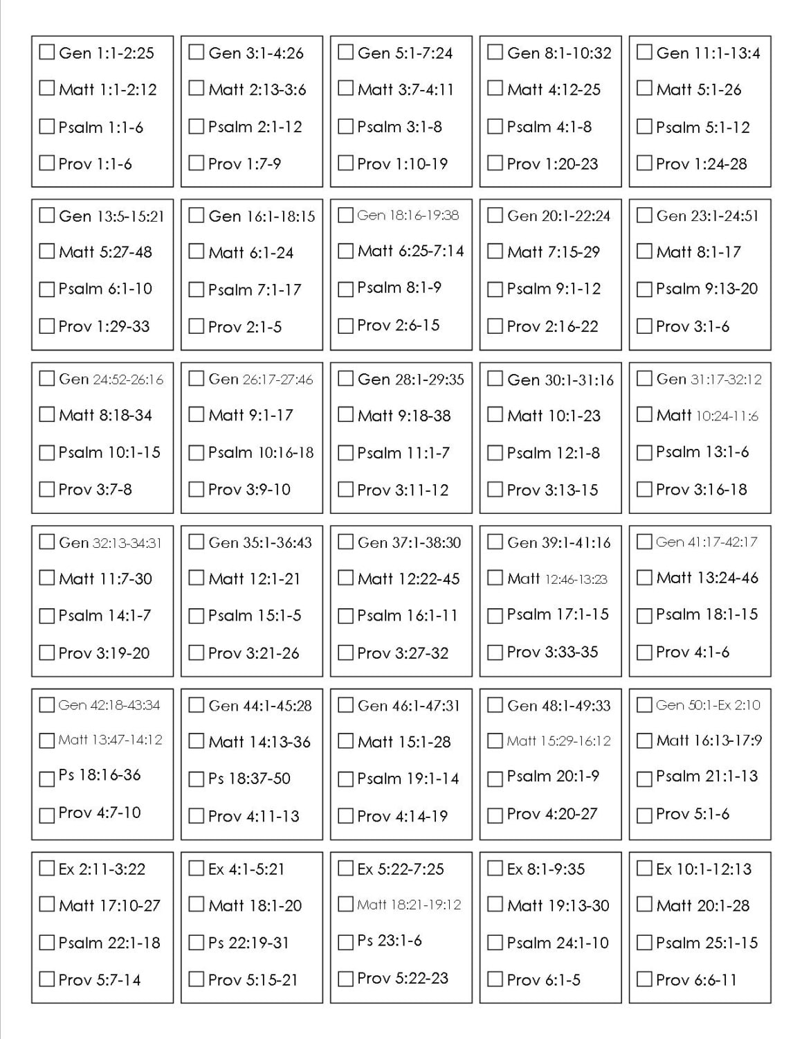 Printable Bible Reading Plan Read The Bible In One Year Etsy