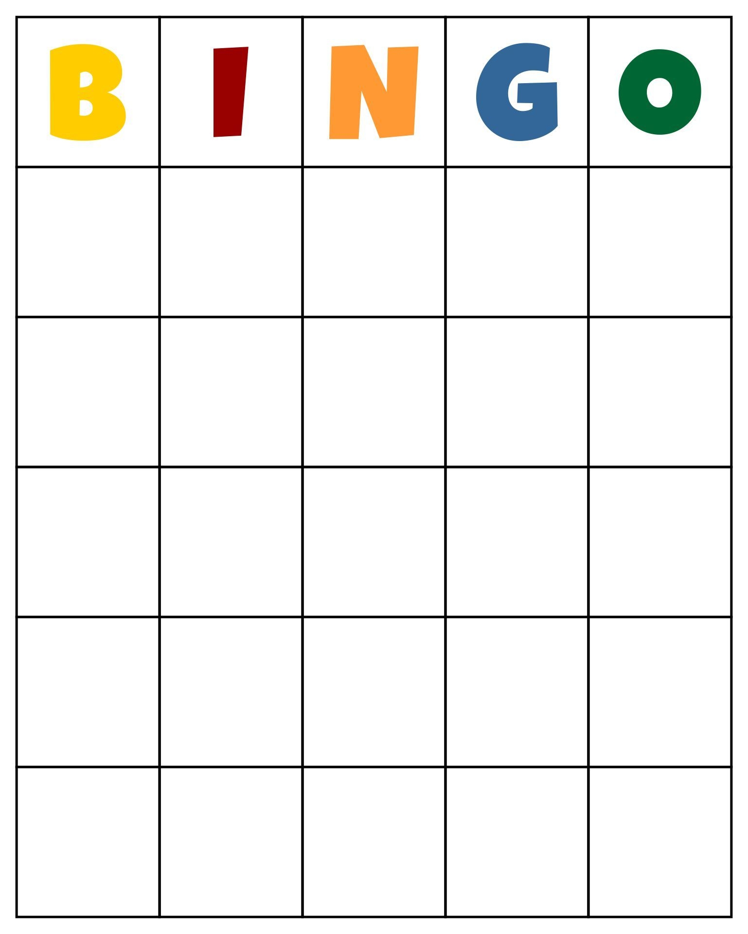 Printable Blank Bingo Cards Template