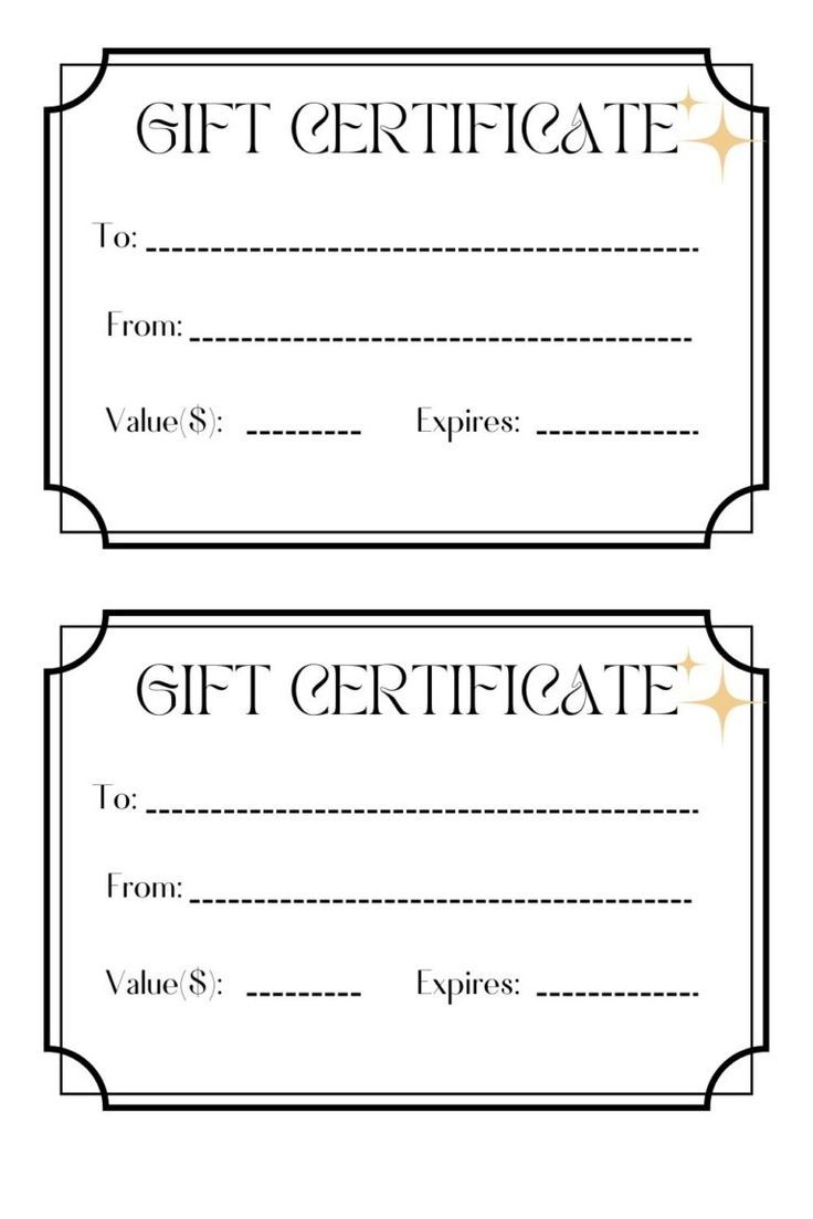 Printable Blank Gift Certificate Templates
