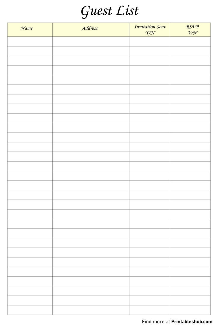 Printable Blank Guest List Templates Free PDF Included Printables Hub