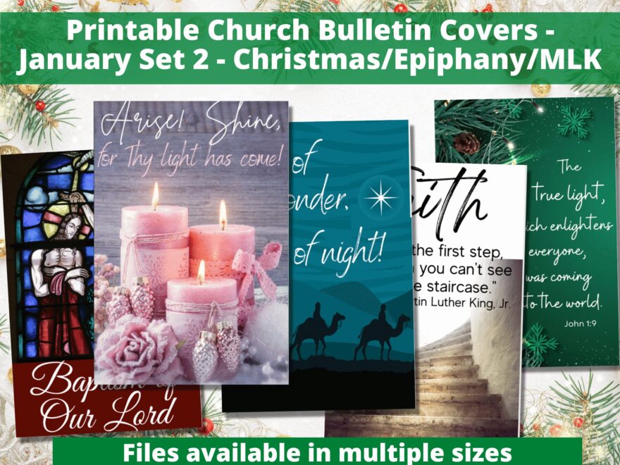 Printable Church Bulletin Covers Set 2 Christmas Day epiphany mlk january Services Multiple Sizes Digital Download Etsy