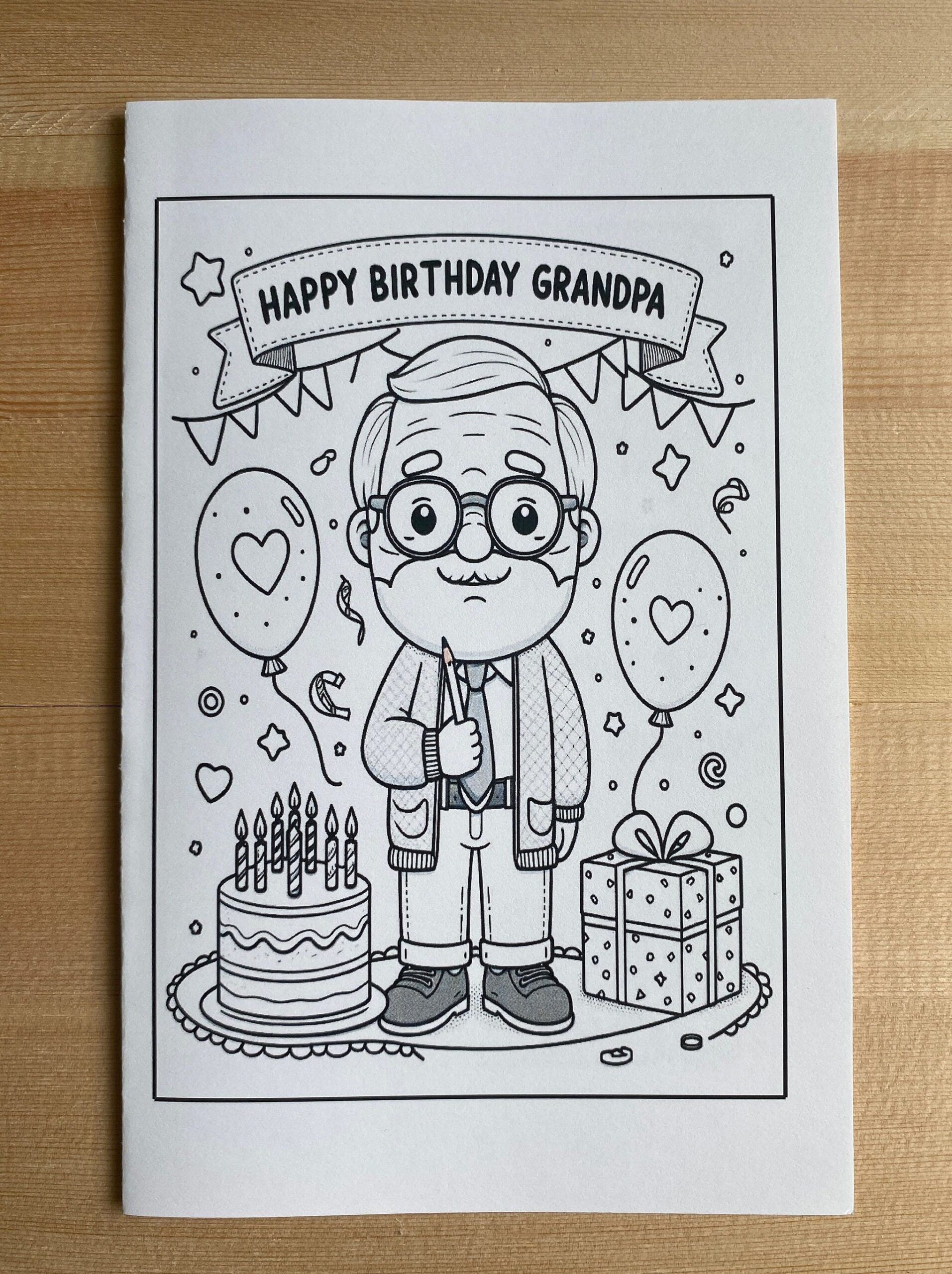 Printable Coloring Grandpa Birthday Card Best Grandpa Card Instant Download Etsy