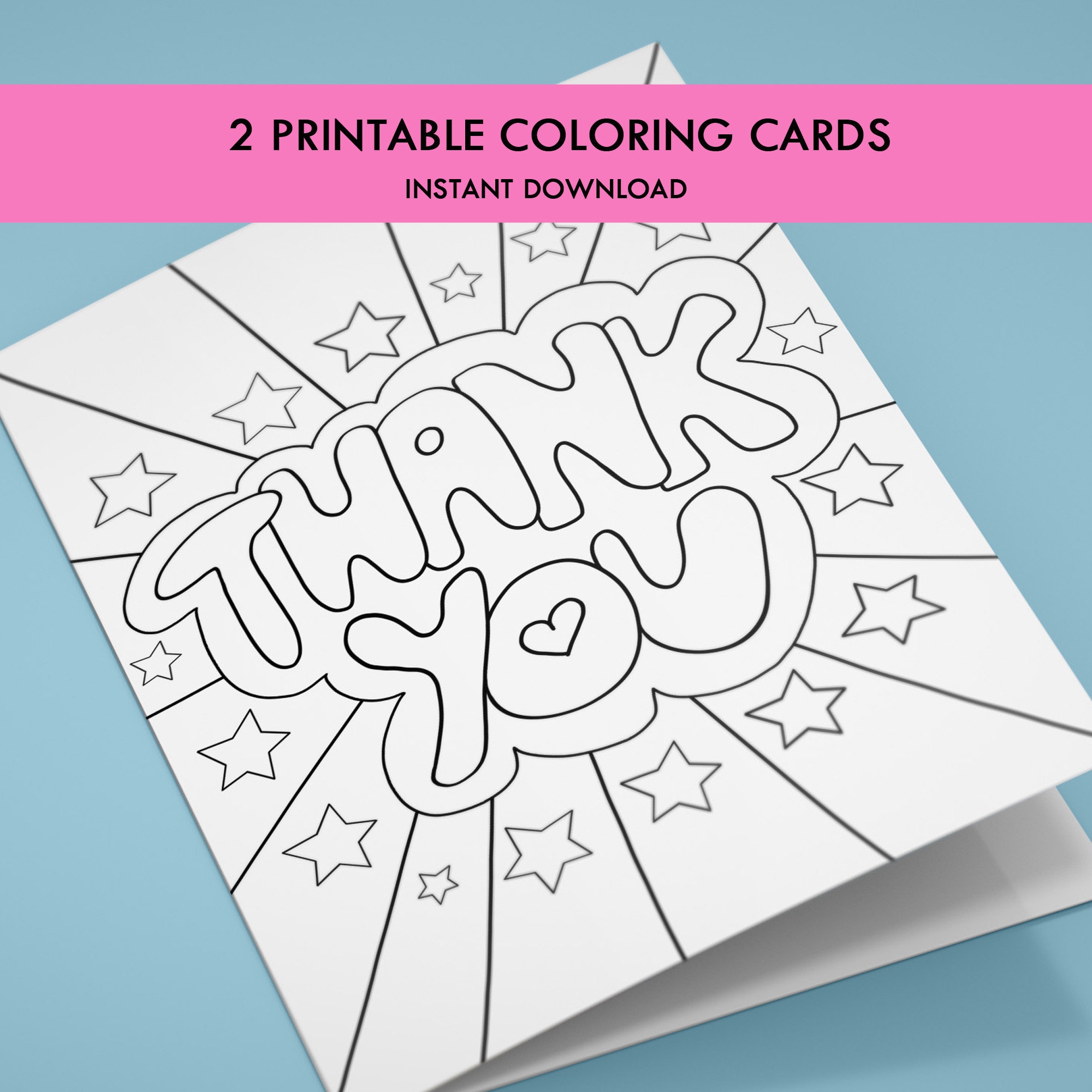 Printable Coloring Thank You Cards For Kids Kids Thank You Coloring Thank You Printable Thanks Folded Thank You Digital Download Gift Etsy
