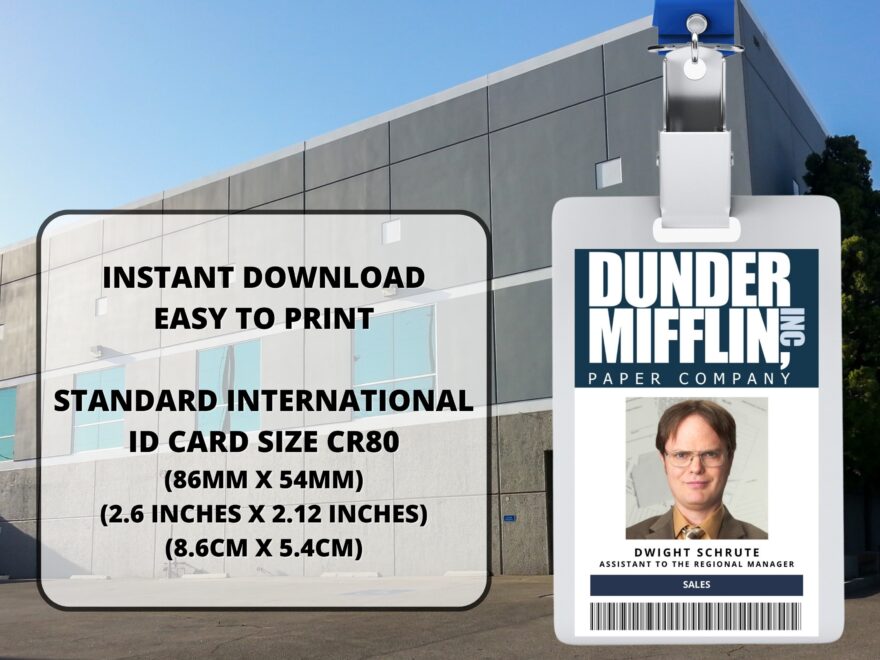 PRINTABLE Dwight Schrute The Office Memorial Cosplay Id Card Id Badge Name Badge Pass Replica Tshirt Card Fancy Dress Halloween Etsy Finland