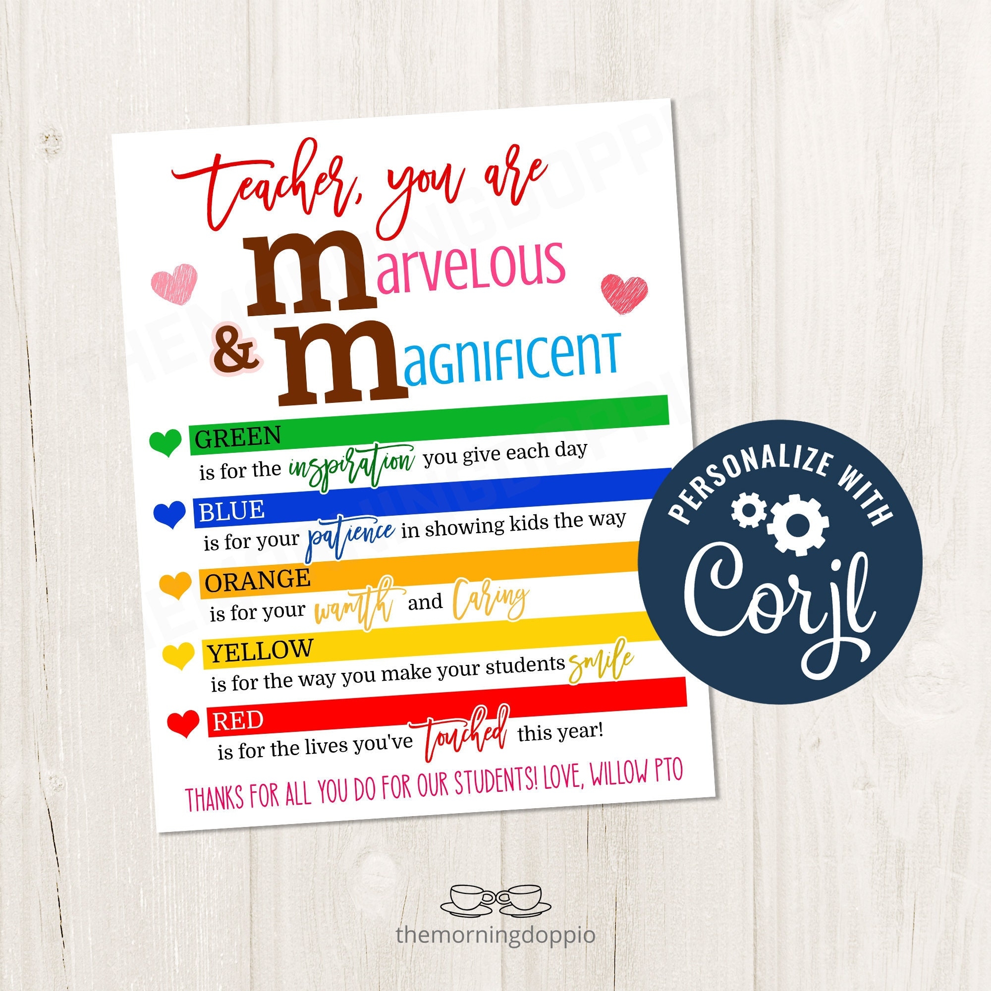 Printable editable You Are Marvelous And Magnificent M M Valentines Sign For Teachers PTO Staff Admin Nurses Coworkers CORJL Template Etsy Sweden