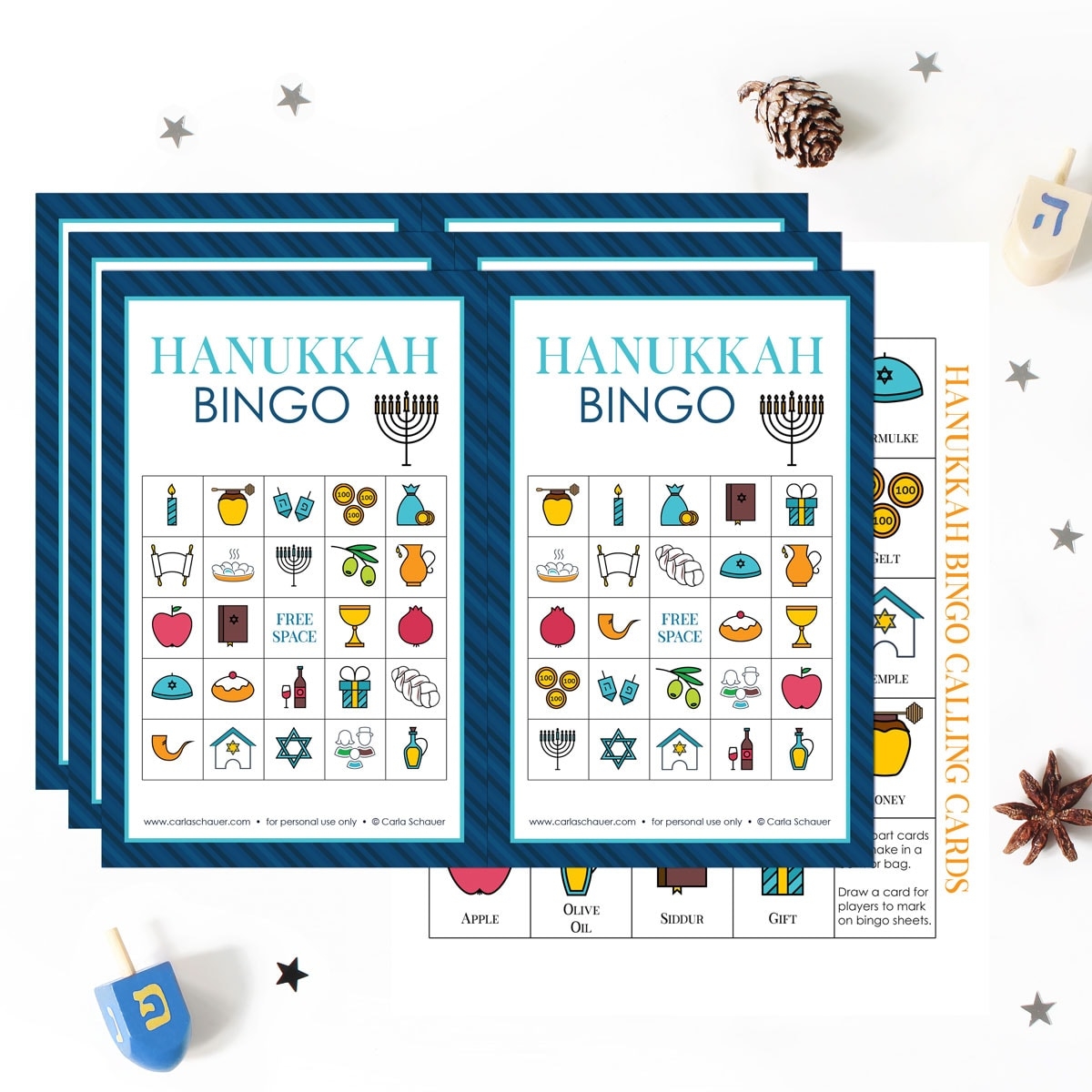 Printable Hanukkah Bingo Cards Story Carla Schauer Designs