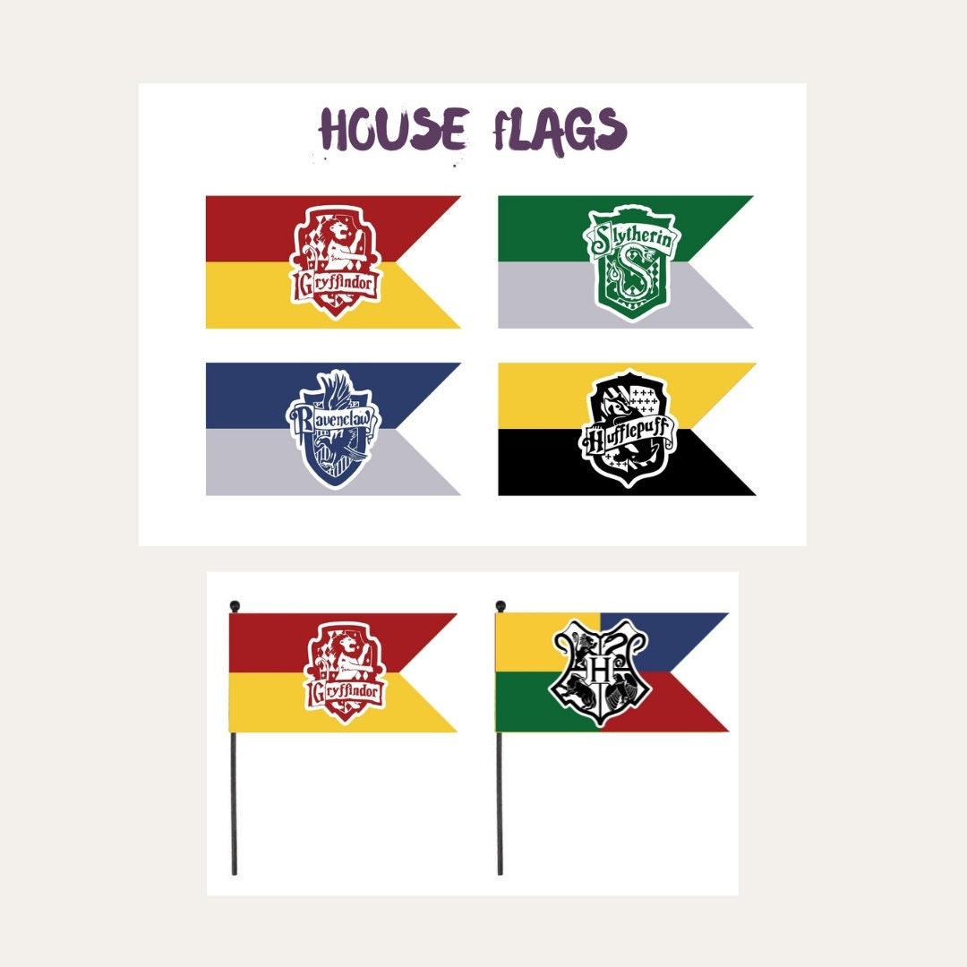 Printable Hogwar House Party Flags Logo School Of Witchcraft And Wizardry Harry Pott Gryffindo Hufflepuf Slytheri Ravenclw Instant Download Etsy
