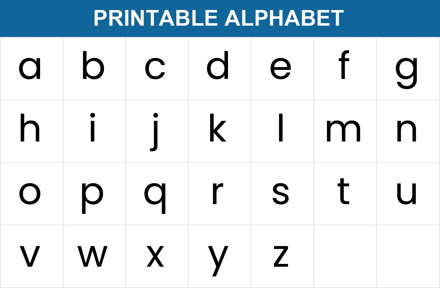 Printable Lowercase Alphabet Letters 26 Letters a z Memozor