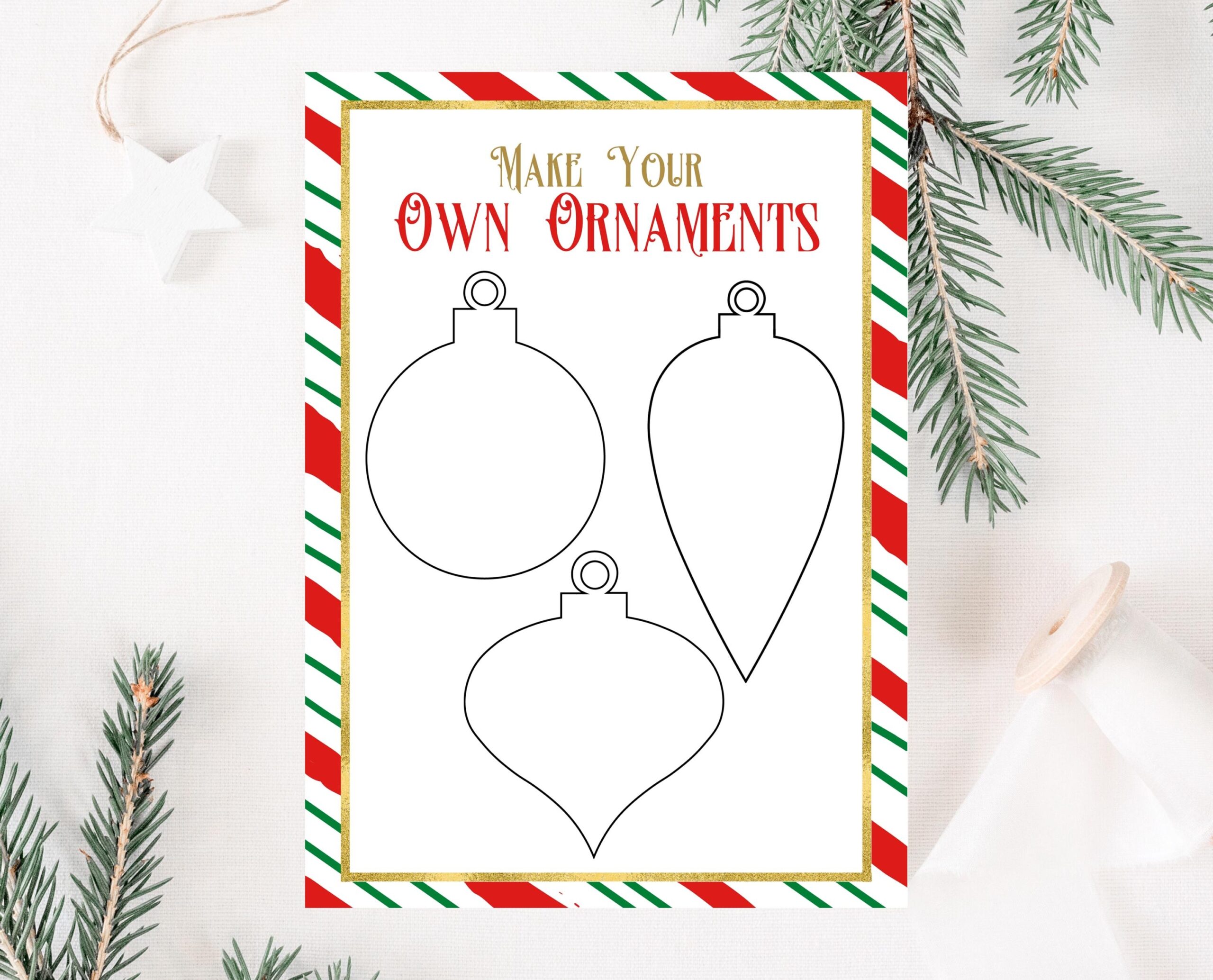 Printable Make Your Own Ornaments For Kids Fun Christmas Printable Activities For Kids Printable Christmas Decorations Etsy