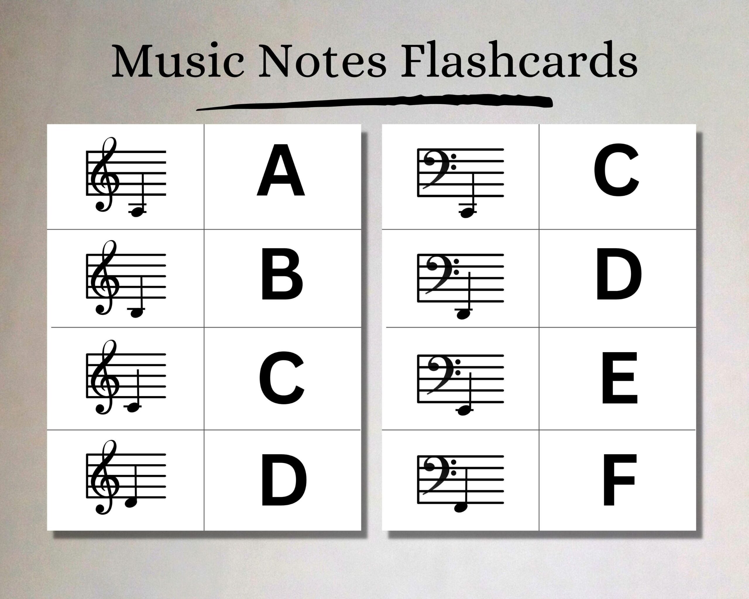 Printable Music Flashcards Treble And Bass Clef Music Theory Flashcards For Instant Download In A4 And US Letter Etsy Sweden