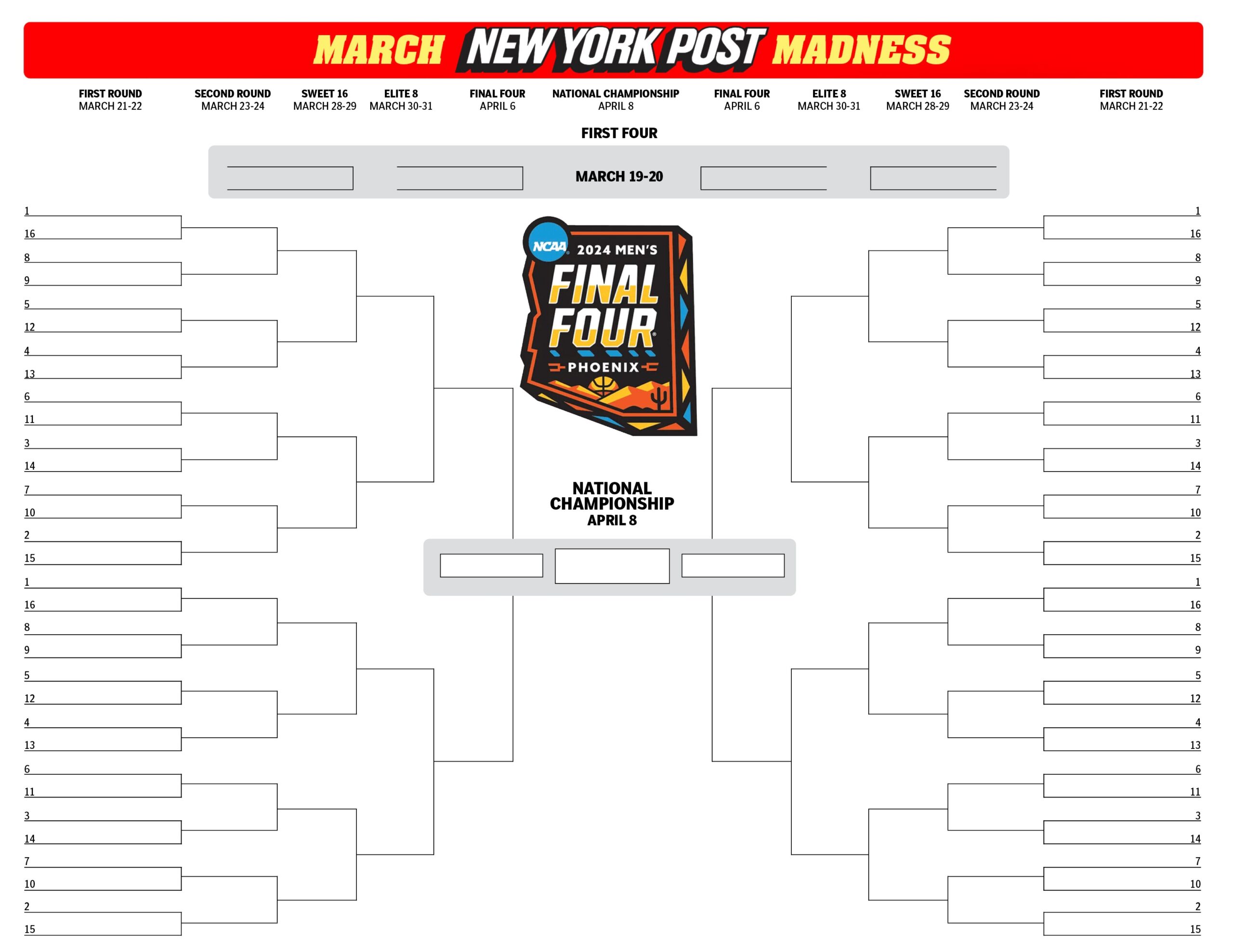 Ncaa March Madness Printable Brackets