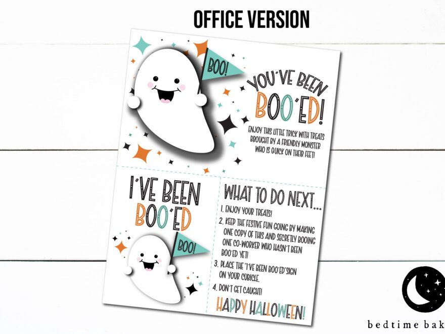 Printable OFFICE Version You ve Been Boo ed Instructions Mint Orange Ghost Cookies Boo Bucket Instructions Etsy