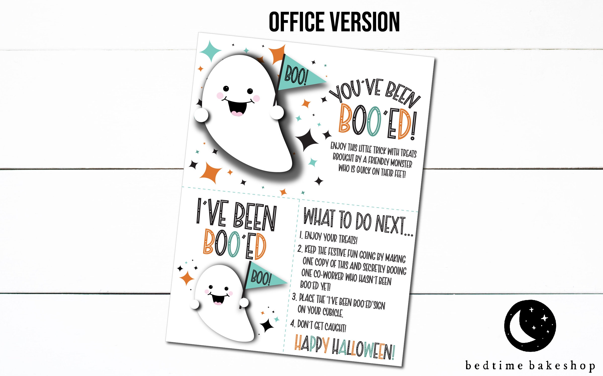 Printable OFFICE Version You ve Been Boo ed Instructions Mint Orange Ghost Cookies Boo Bucket Instructions Etsy