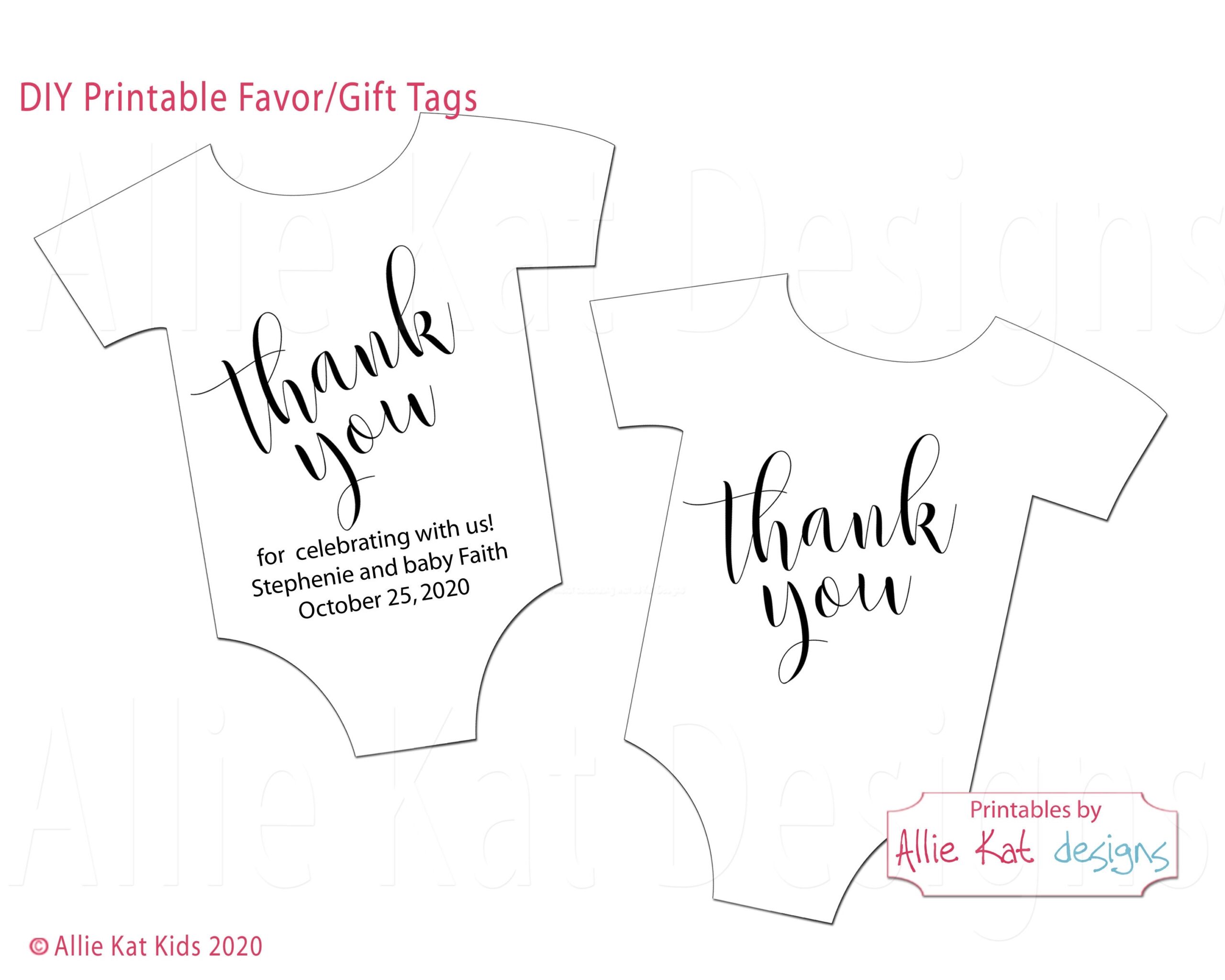 Printable Onesie Favor Tag Template Baby Shower Favor Tag Thank You Favor Tag Gift Tag Editable PDF PDF PNG From Allie Kat Kids Etsy