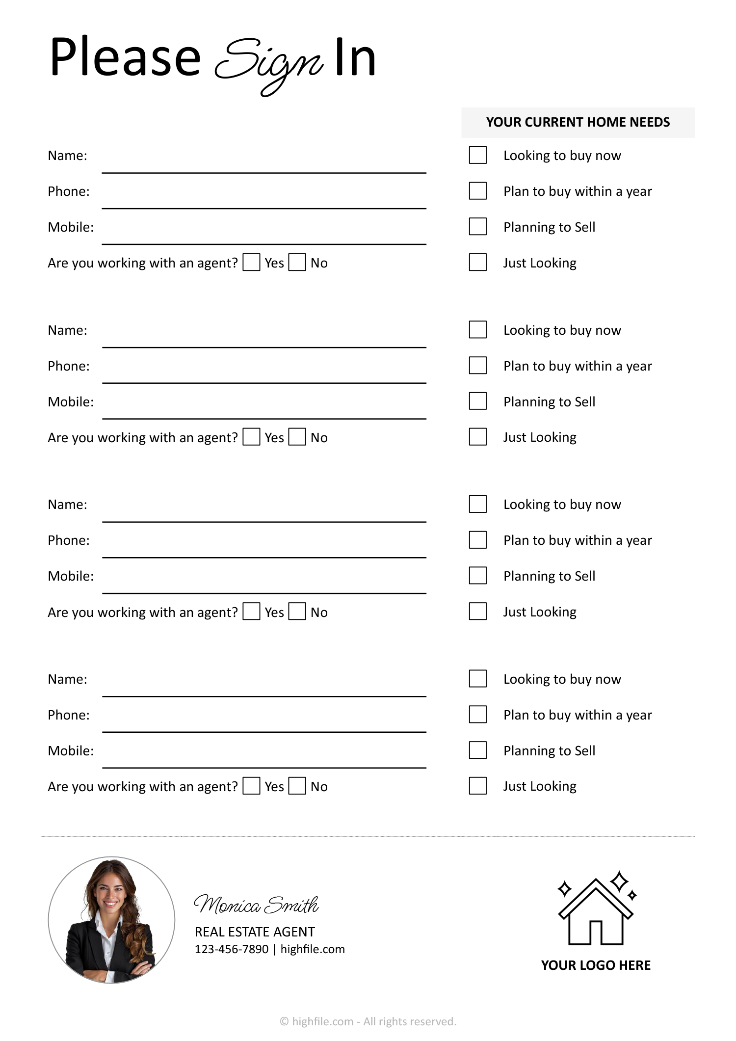 Printable Open House Sign In Sheet Word Google Docs PDF Highfile