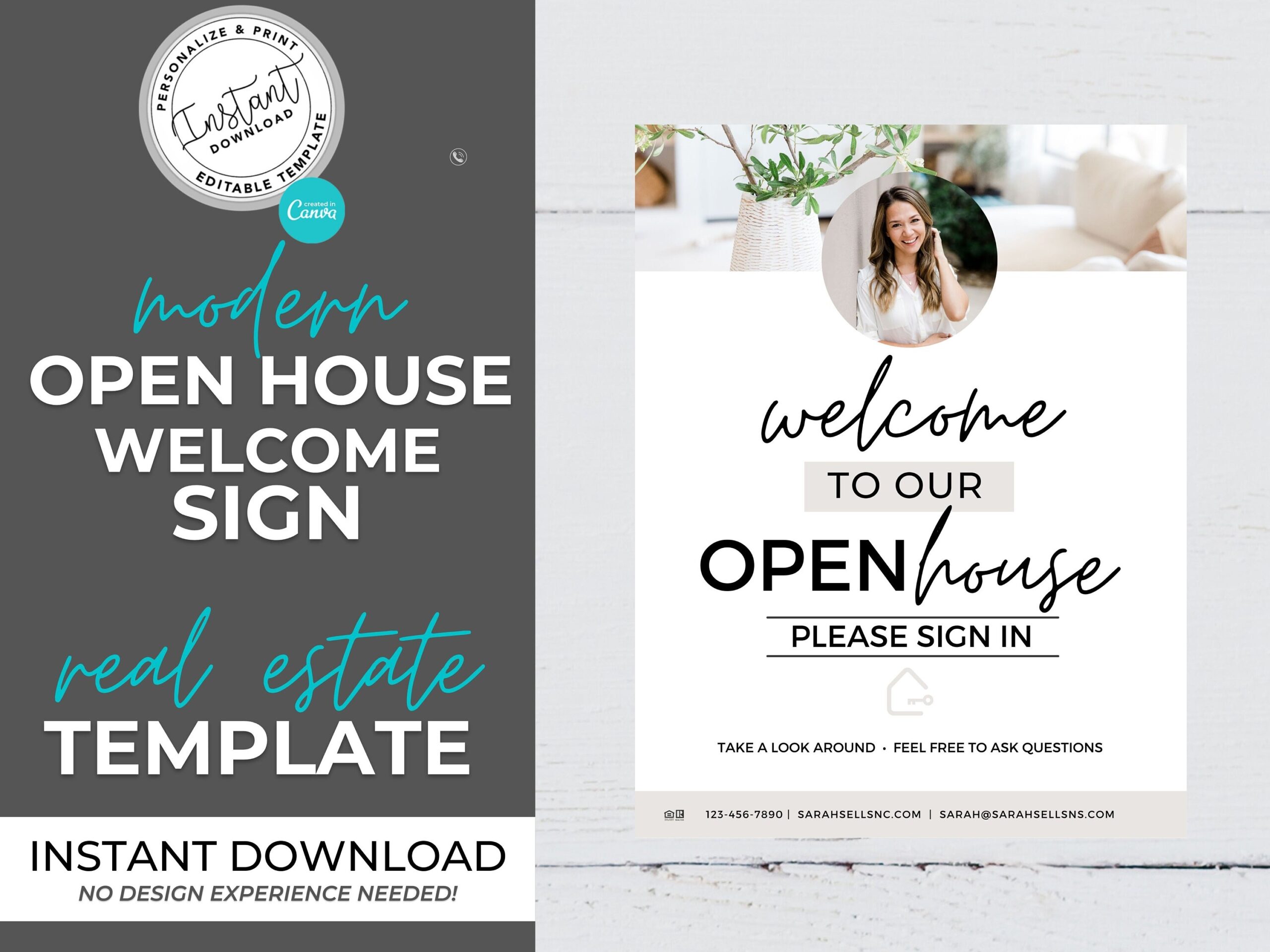 Printable Open House Welcome Sign Real Estate Marketing Open House Flyer Open House Sign In Sheet Open House Template Canva Template Etsy
