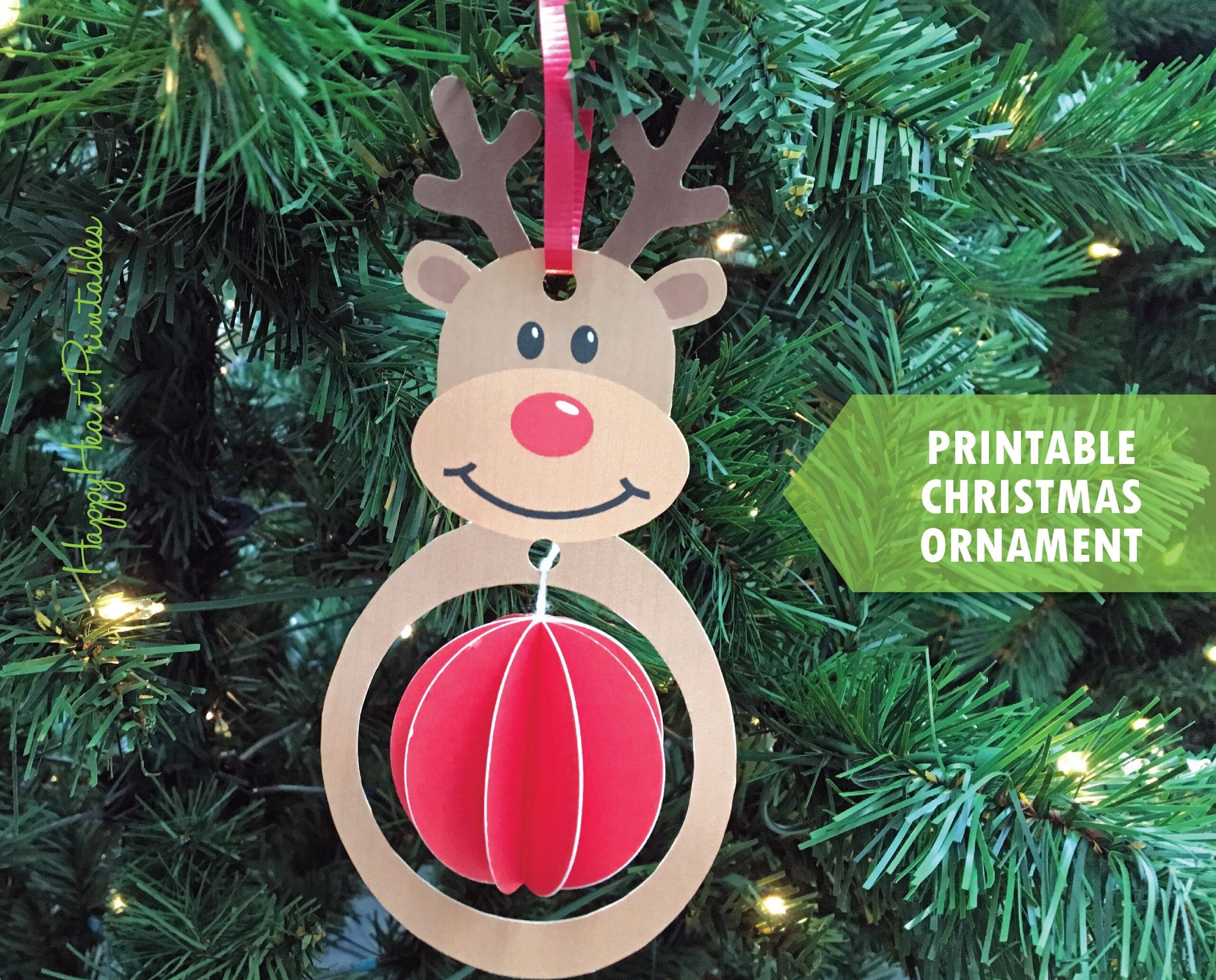 Printable Paper Christmas Ornament DIY Christmas Ornament Reindeer Paper Craft Etsy