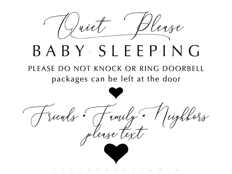 Printable Quiet Please Baby Sleeping Do Not Disturb Leave Packages On Table Baby Shower Gift Nursery Door Sign 5x7 To 16x20 Jpg Pdf Etsy