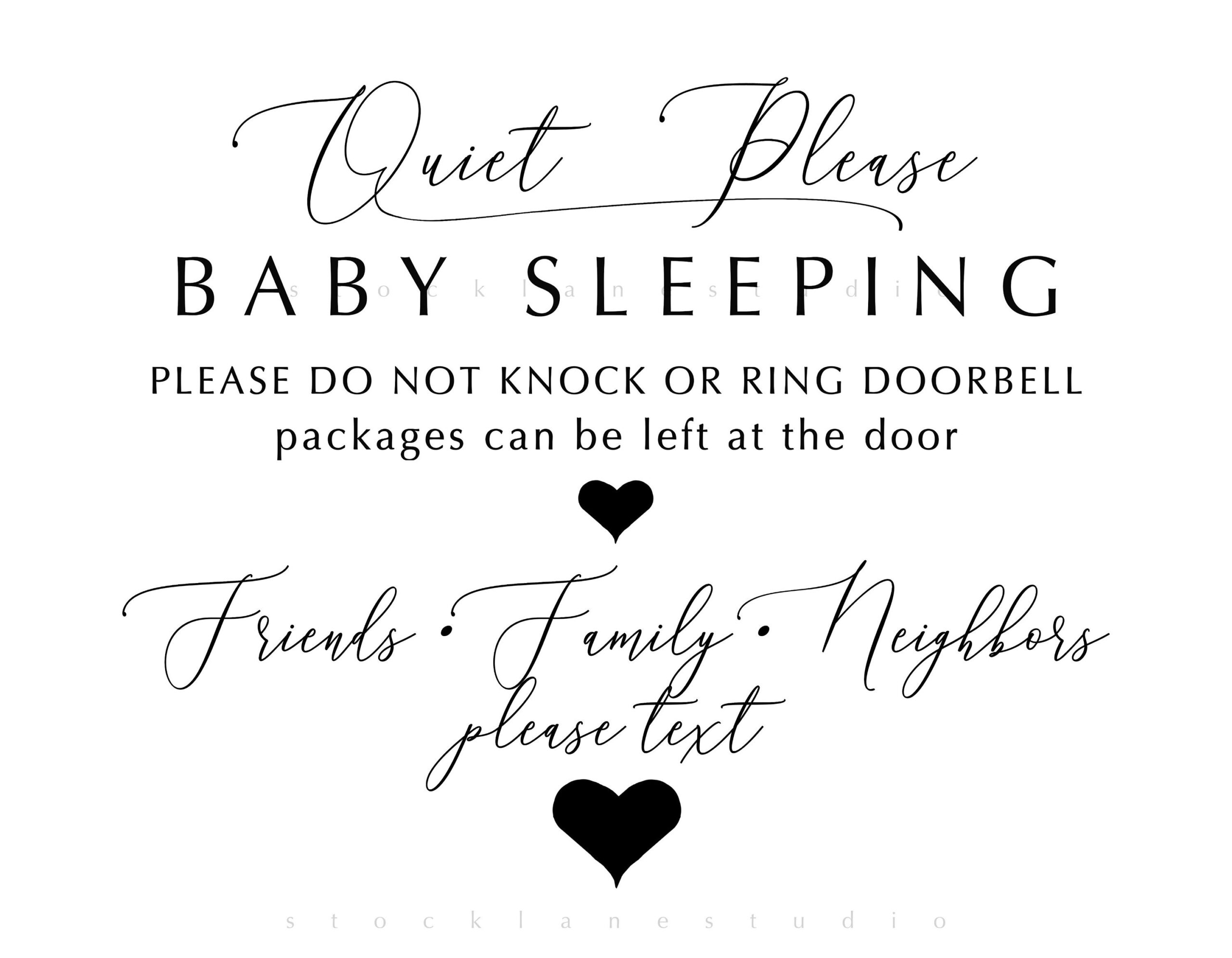 Printable Quiet Please Baby Sleeping Do Not Disturb Leave Packages On Table Baby Shower Gift Nursery Door Sign 5x7 To 16x20 Jpg Pdf Etsy