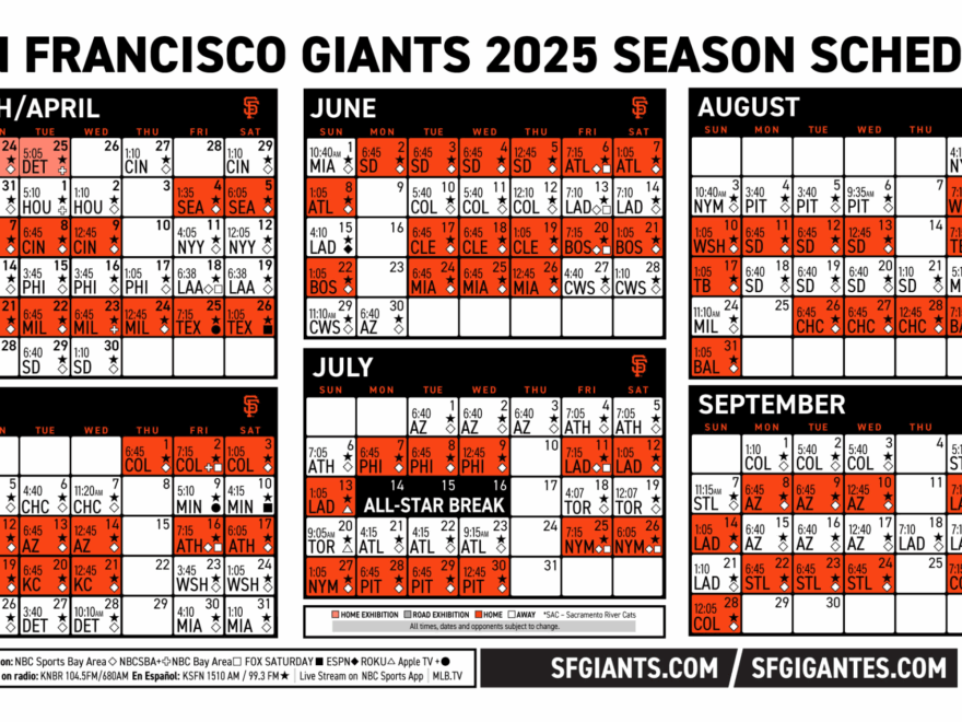 Printable Schedule 2025 San Francisco Giants