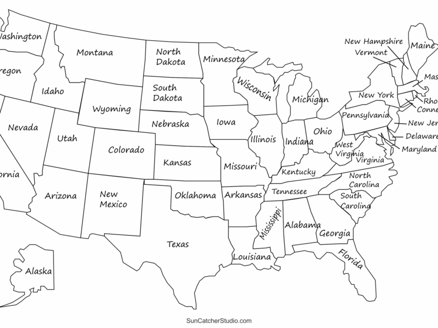 Printable US Maps With States USA United States America Free Printables Monograms Design Tools Patterns DIY Projects