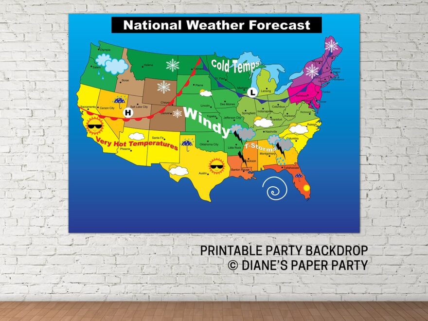 Printable Weather Map Instant Download Printable Weather Map Etsy Sweden