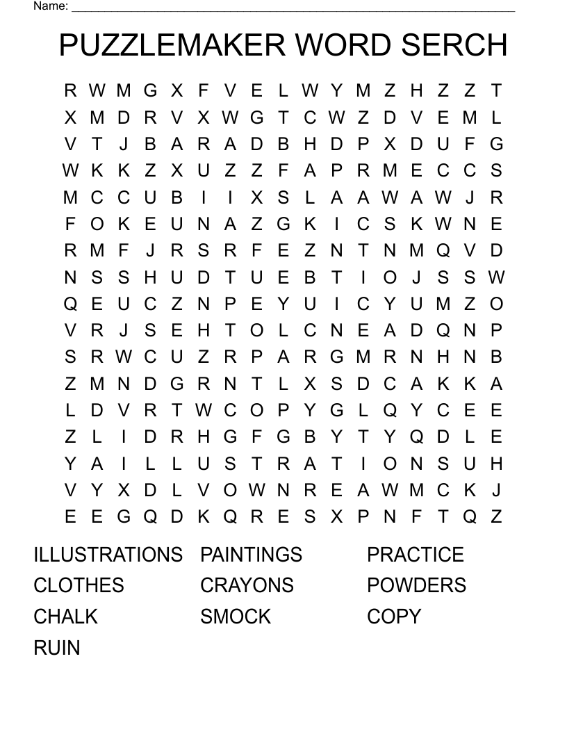 Word Search Puzzle Maker Free Printable