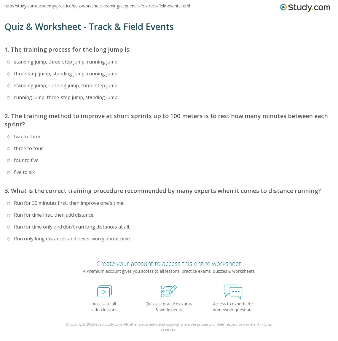 Track And Field Printable Worksheets