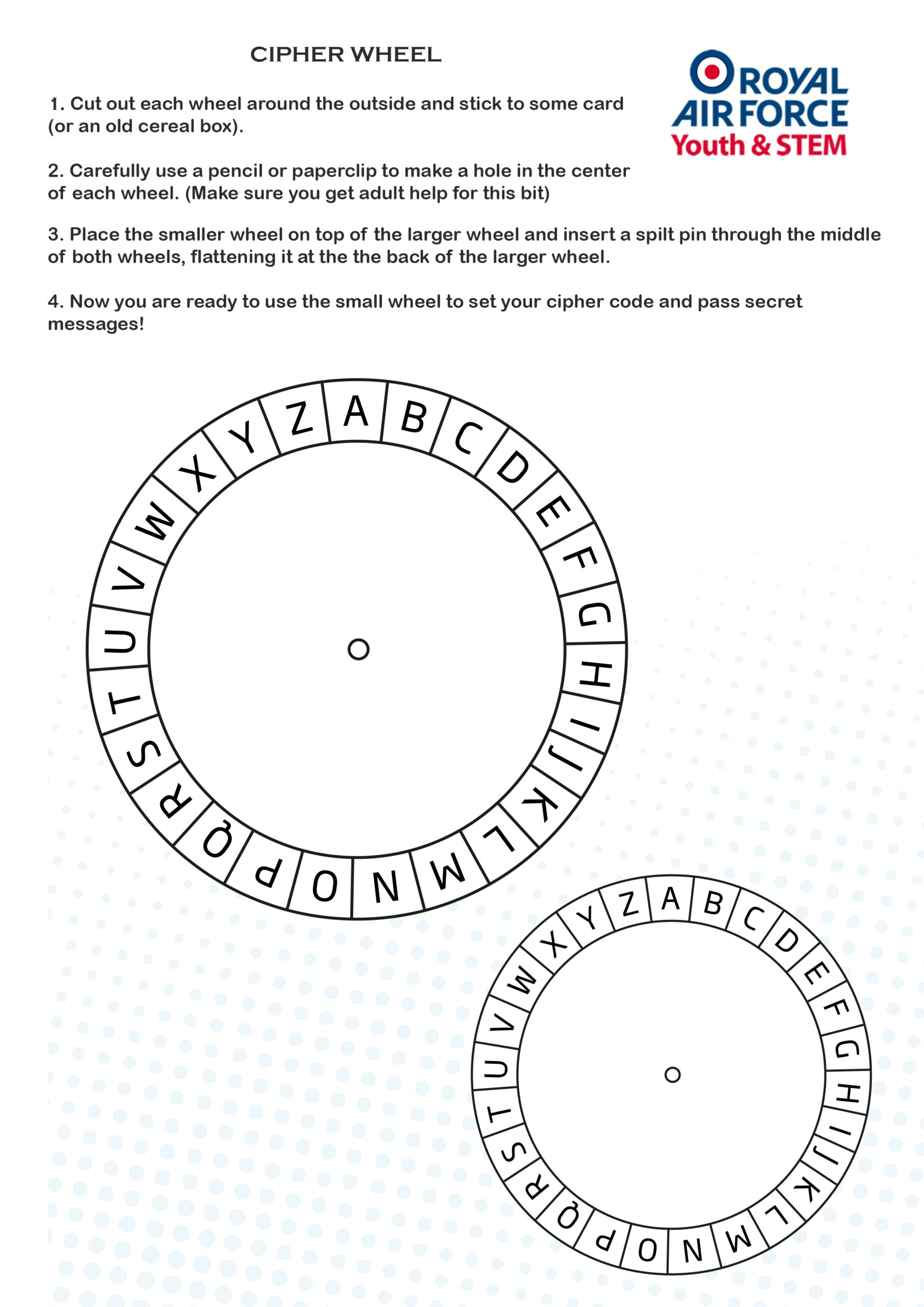 RAF STEM At Home Code Wheel Challenge RAF STEM