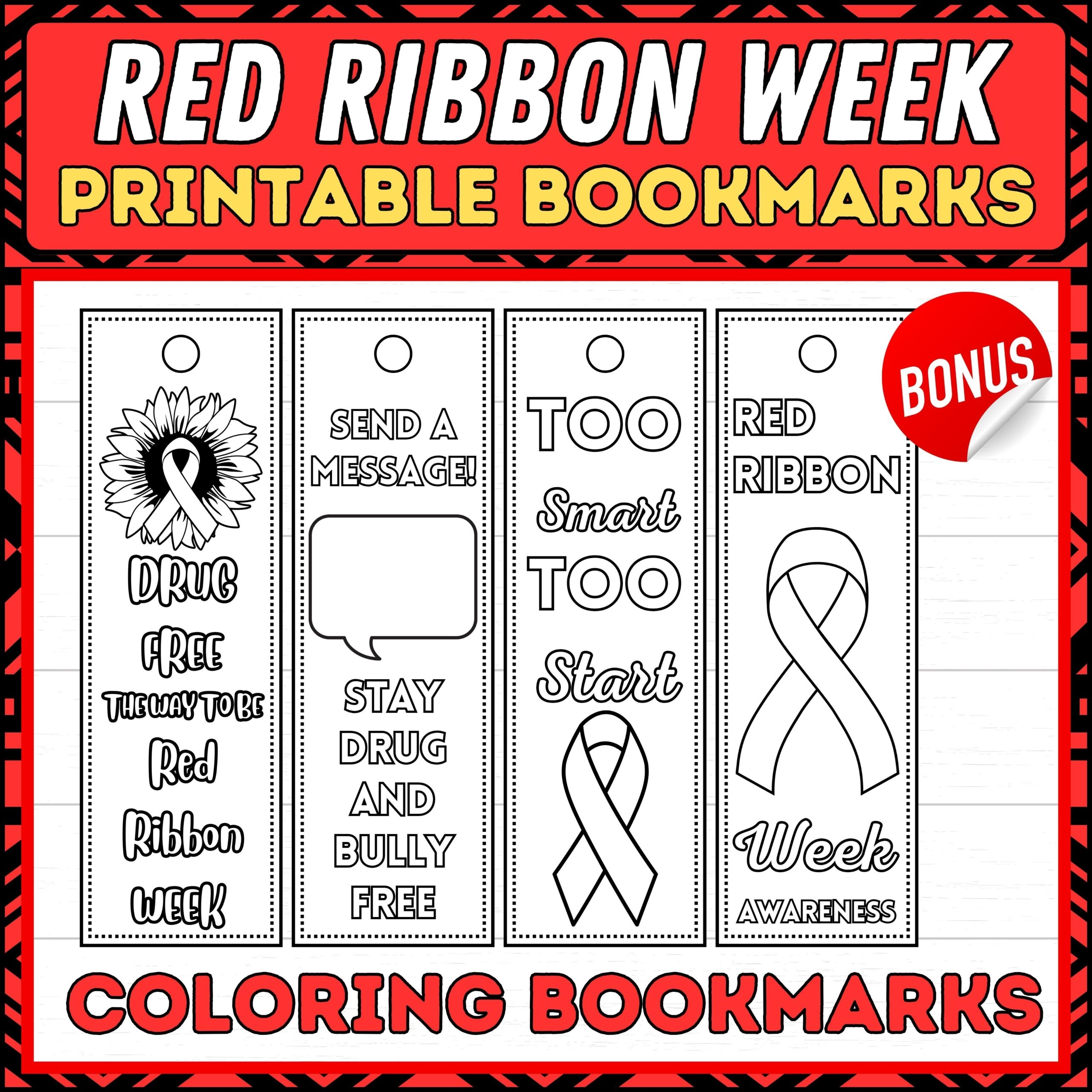Red Ribbon Week Reading Bookmarks Just Say No Red Ribbon Week Bookmarks Made By Teachers
