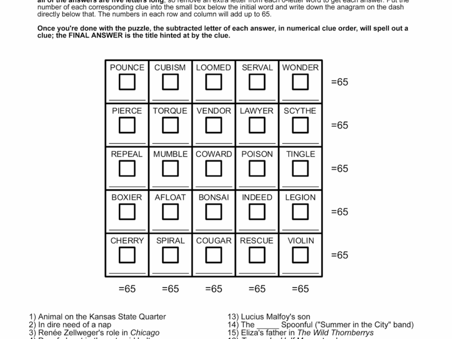 Redhead64 s Obscure Puzzle Blog PUZZLE 166 Anagram Magic Square 3 Subtracting Scrambling