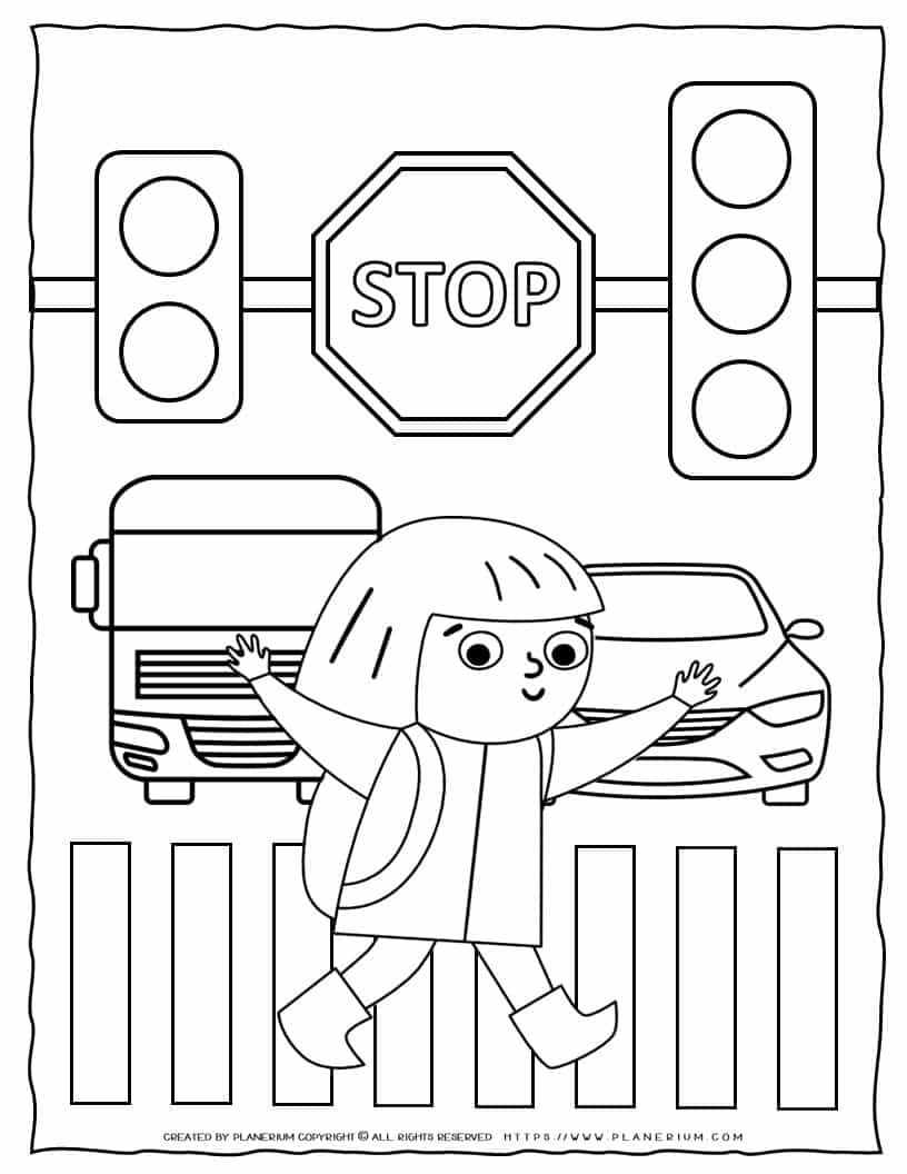 Road Safety Coloring Page Planerium