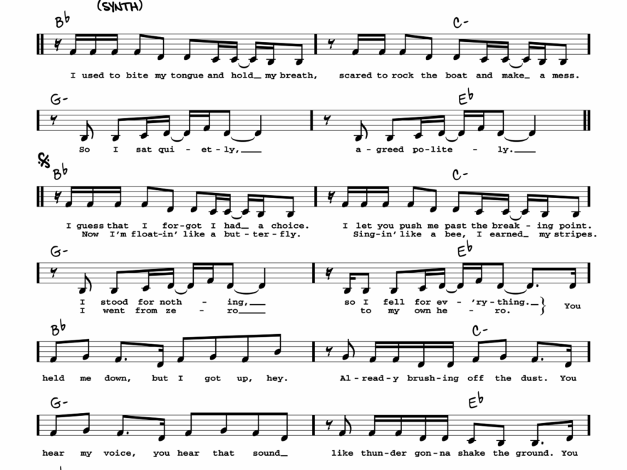 Roar Sheet Music real Book With Lyrics PDF
