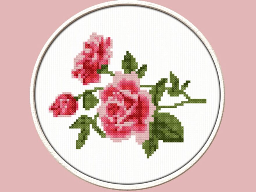 Rose Branch PDF Downloadable Printable Cross Stitch Pattern By KseniyaOmega TheHungryJPEG