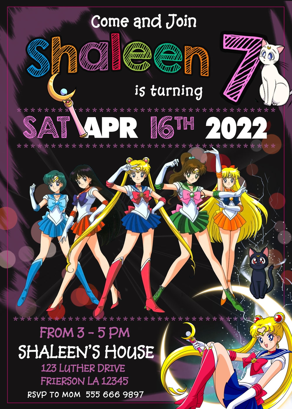 Sailor Moon Birthday Invitation Oscarsitosroom
