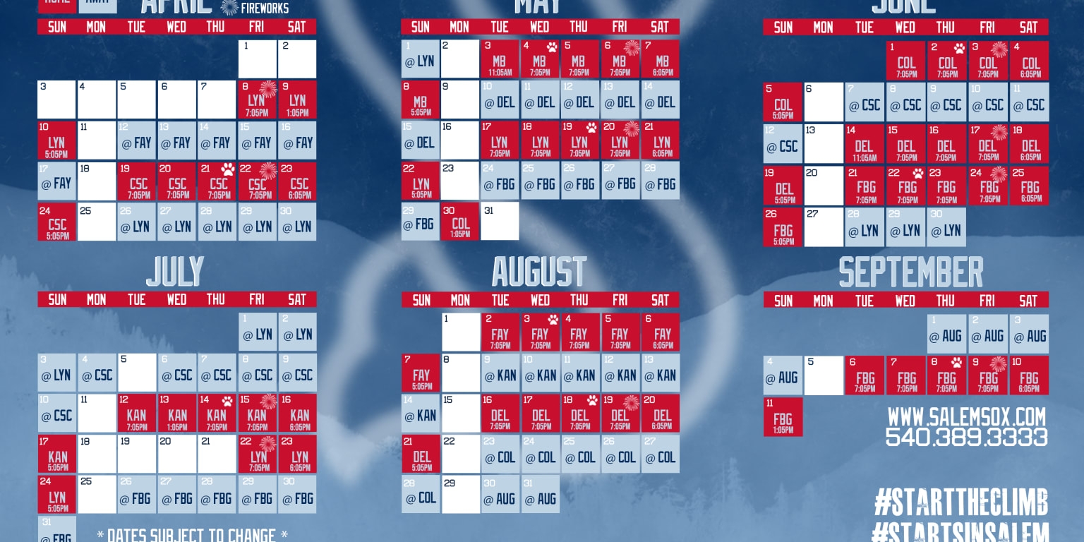 Salem Red Sox Release 2022 Season Schedule Red Sox
