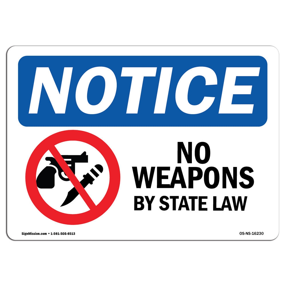 SignMission No Weapons By State Law Sign Wayfair