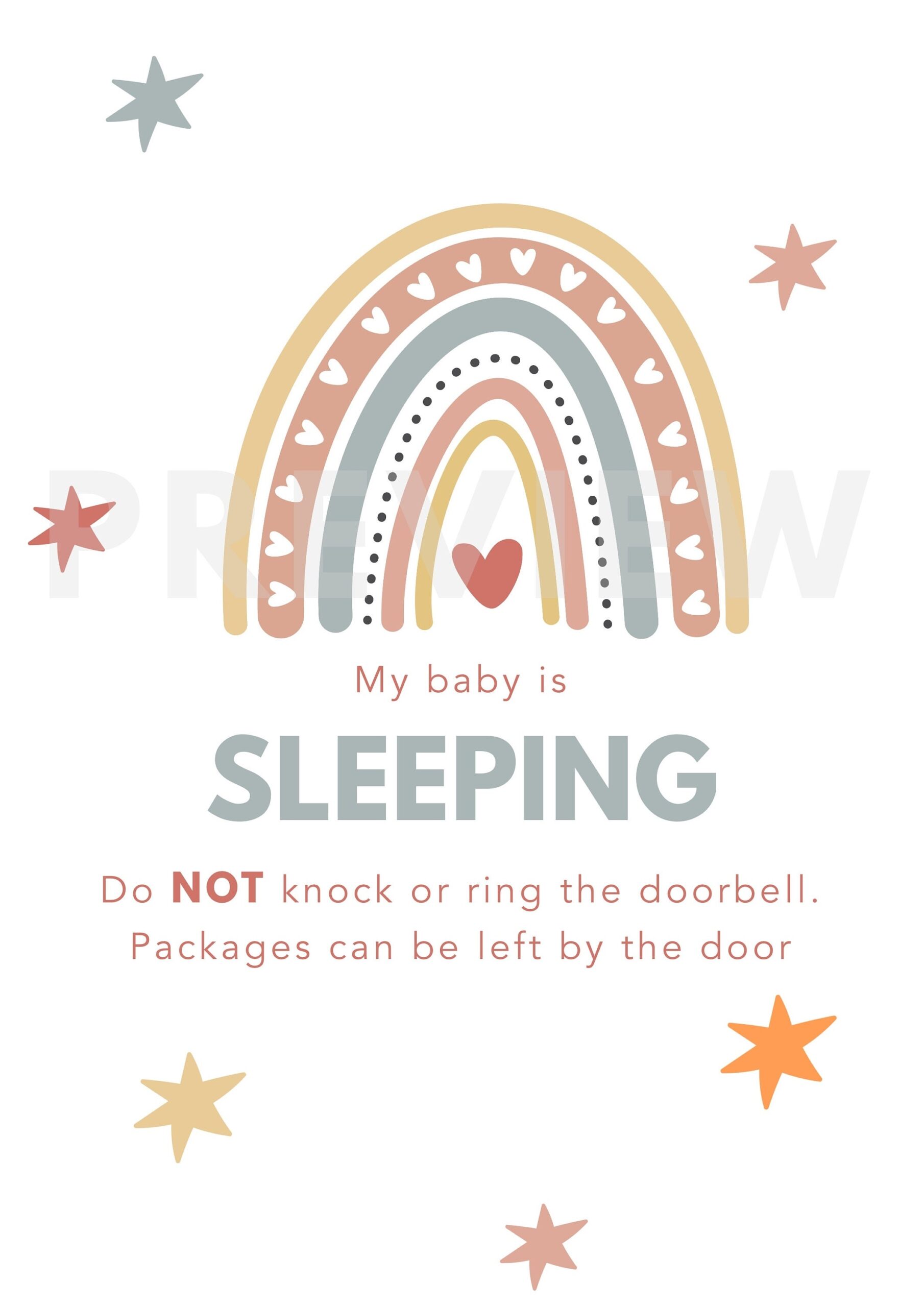 Sleeping Baby Sign Digital Print Printable Sleeping Baby Sign Do Not Knock Sign Baby Sleeping A4 Printable Artwork Sign Baby Etsy